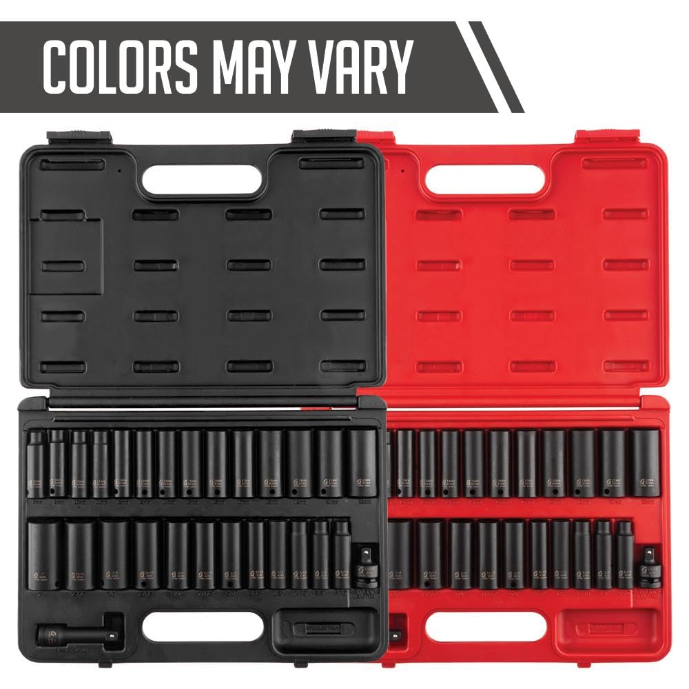 Sunex 3360DD 28 piezas 3/8 Drive Master Profundo Métricas y fraccional de vaso de impacto Set