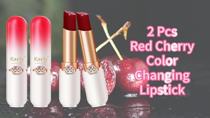 Amazon.com : BINGBRUSH 2 Pcs Red Cherries Color Changing Lipstick