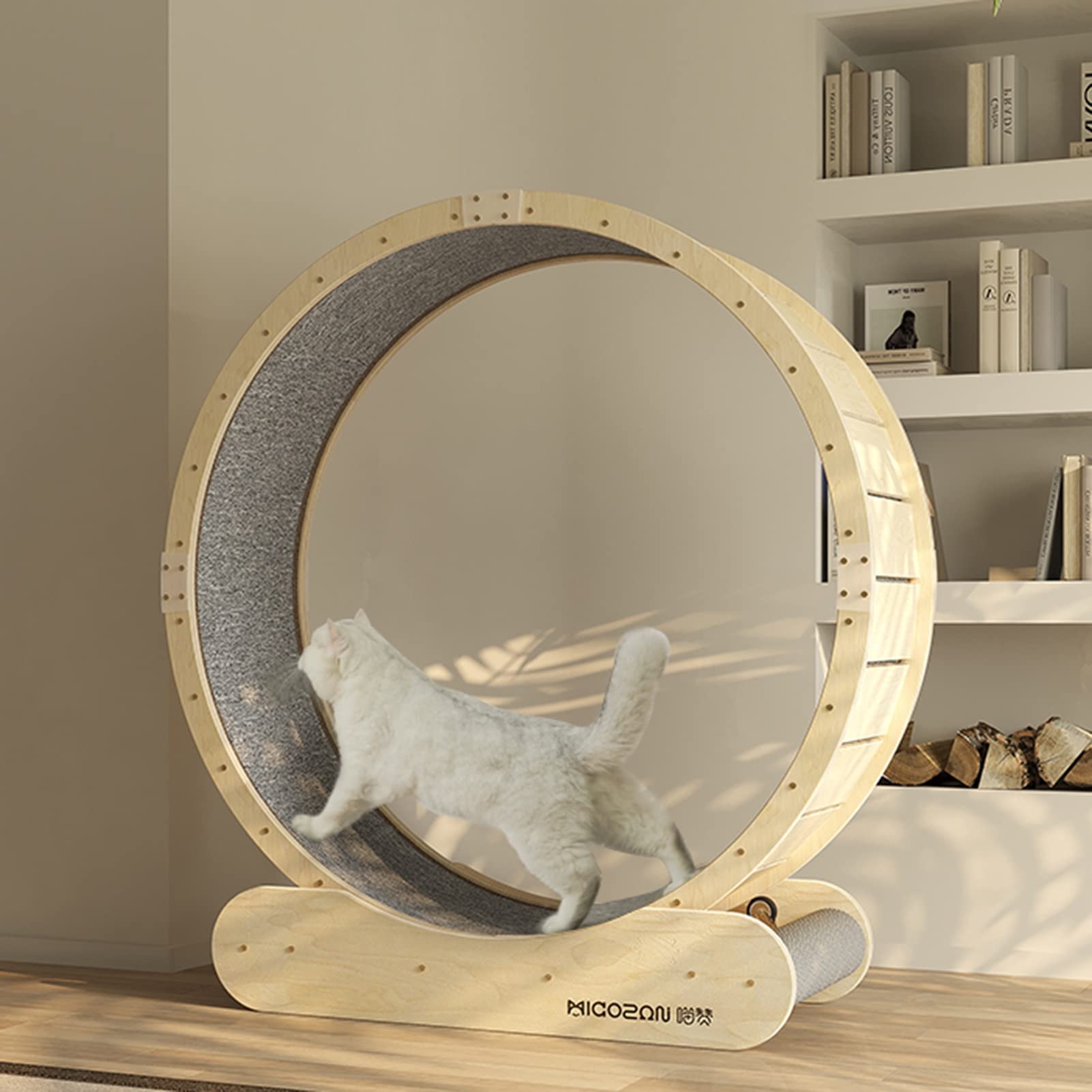 Rueda para Correr para Gatos Cinta de Correr para Gatos de Esquina Redonda - 80/95/105 cm de diámetro, Rueda de Ejercicio para Gatos pequeña/Mediana/Grande para Perder Peso, Rueda de hámster