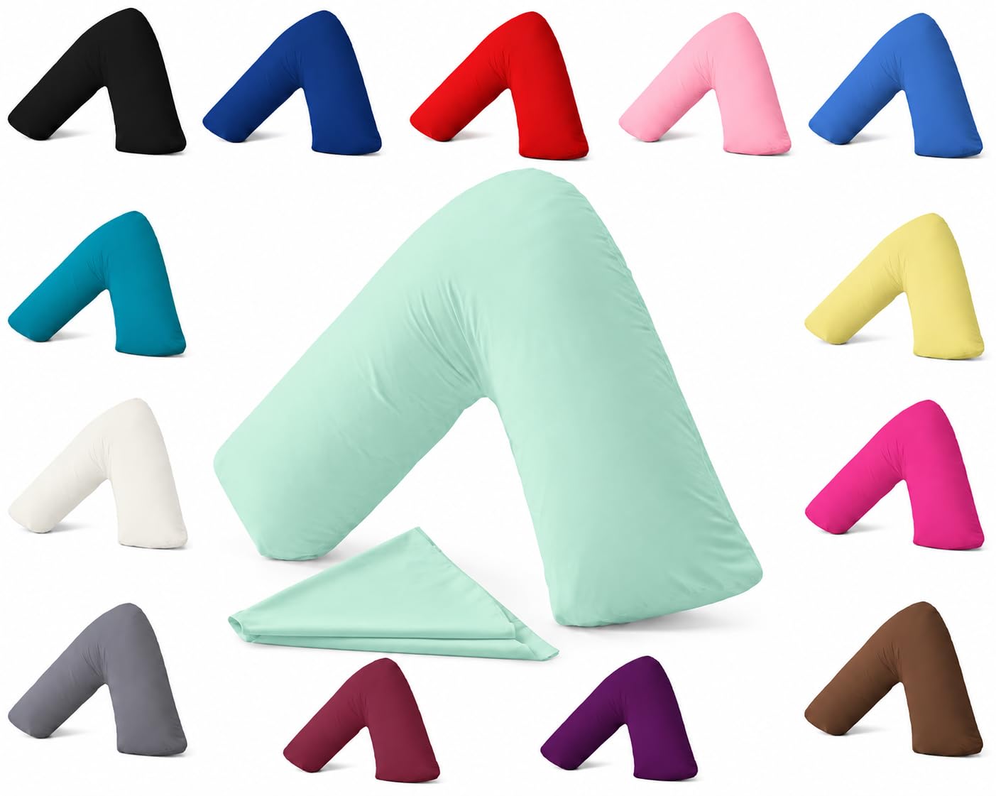 AmigoZone Plain Polycotton Back & Neck Support V Shaped Pillowcase Orthopedic/Pregnency/Nursing Pillow Case (Mint Green) โ image 1