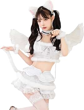猫耳天使コスチューム ハロウィンコスプレ8点セット マリームーン 即日発送】猫耳天使コスチューム《ハロウィンコスプレ8点セット
