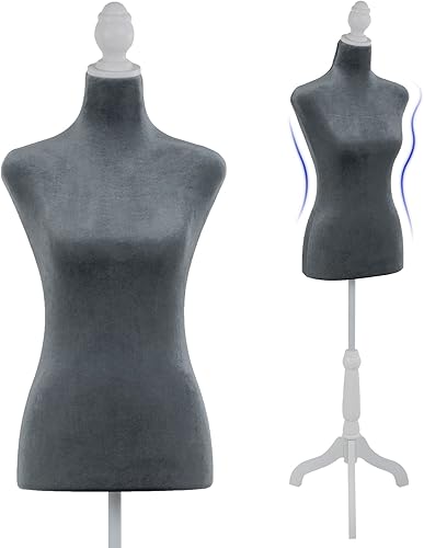Maniquí femenino, forma de vestido ajustable de altura de 50 a 63 pulgadas, maniquí de torso con trípode de madera para coser ropa, exhibición de