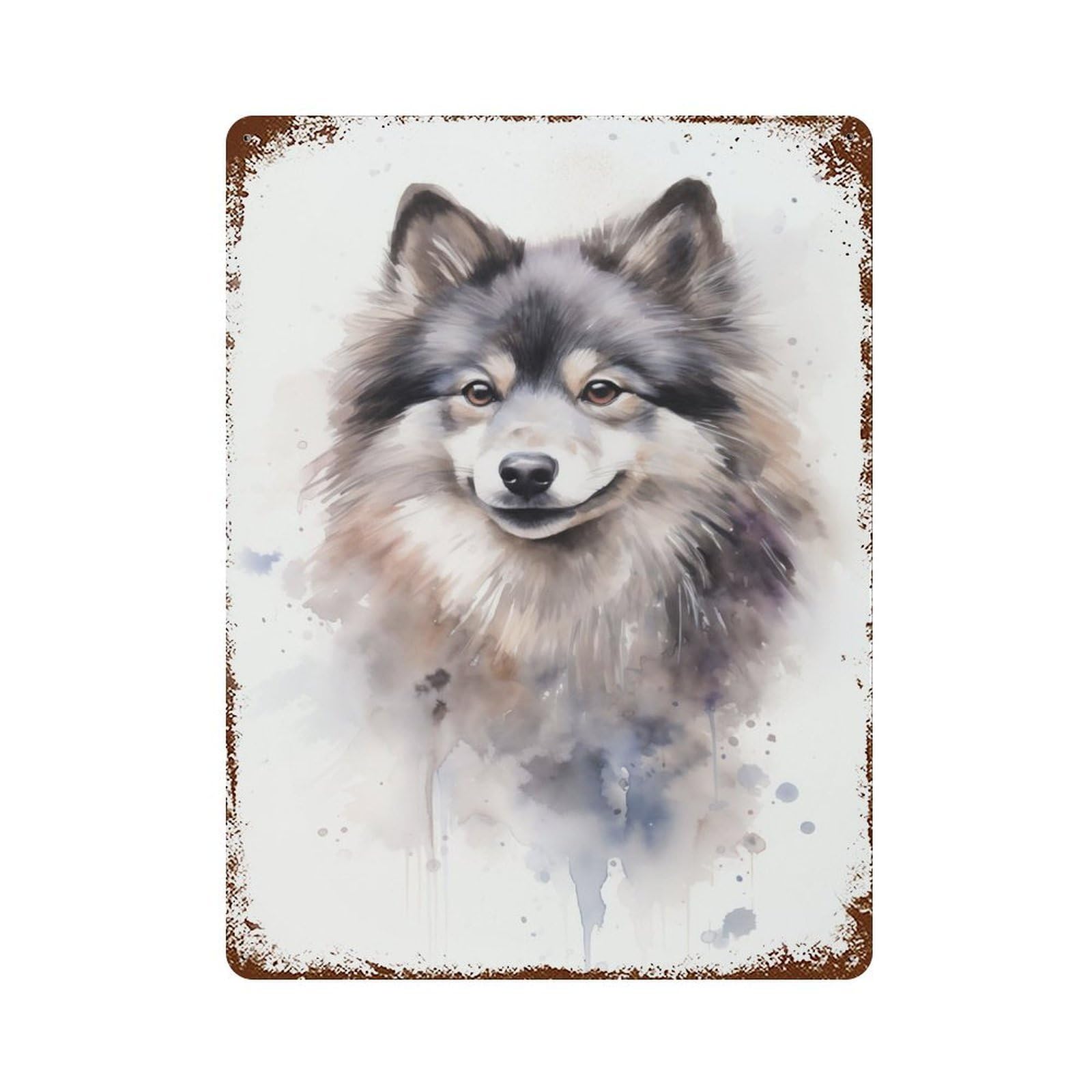 Retro Metal Sign with Finnish Lapphund Dog Design 15.7"x11.8", for Living Room, Hallway And Home Decor, Farmhouse Wall Decor