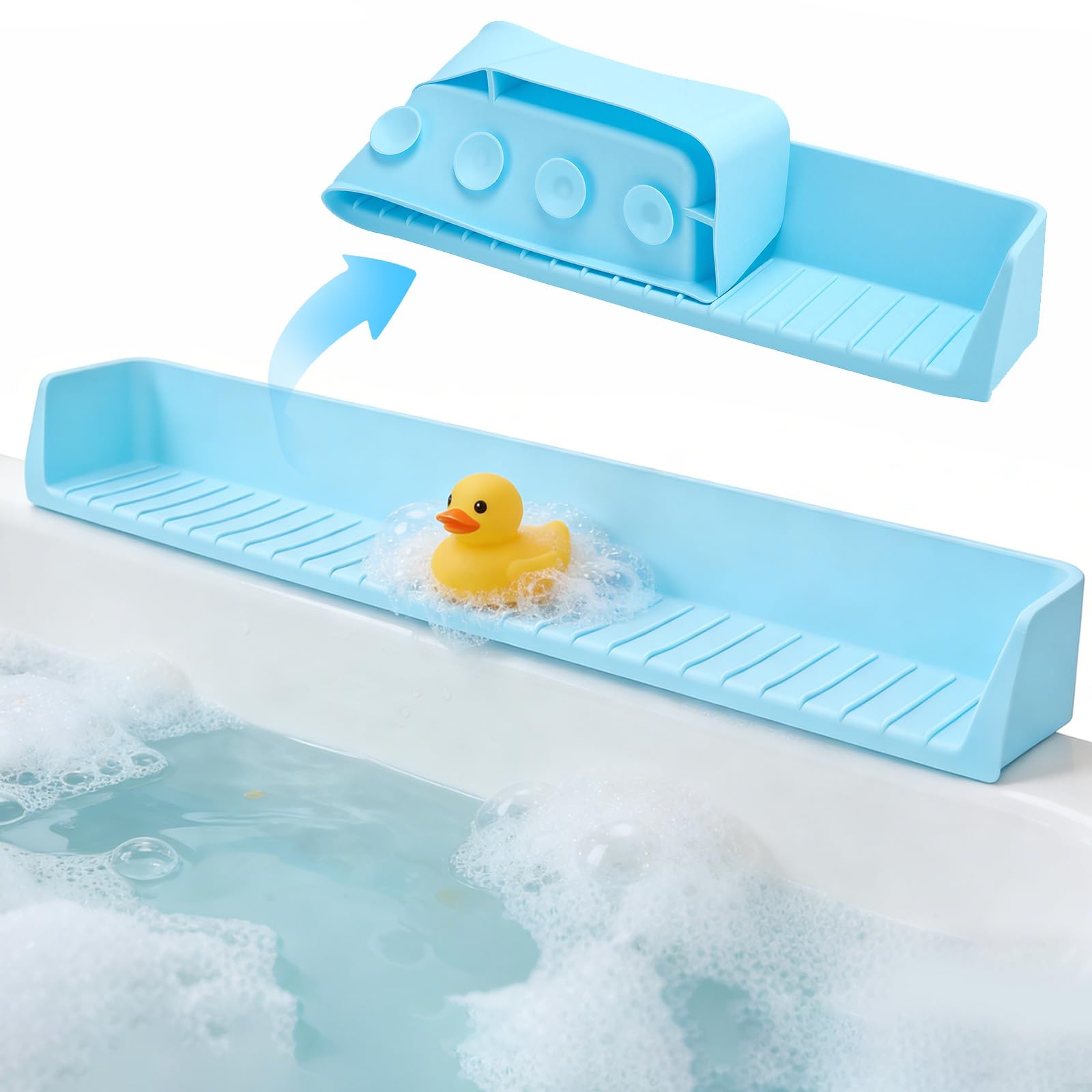 Pare-éclaboussures pour Baignoire Enfants, silicone Pare-éclaboussures avec Ventouses Pare-éclaboussures pour Baignoire Rangement pour Jouets Bain Prévient les éclaboussures Dans la Salle Bain