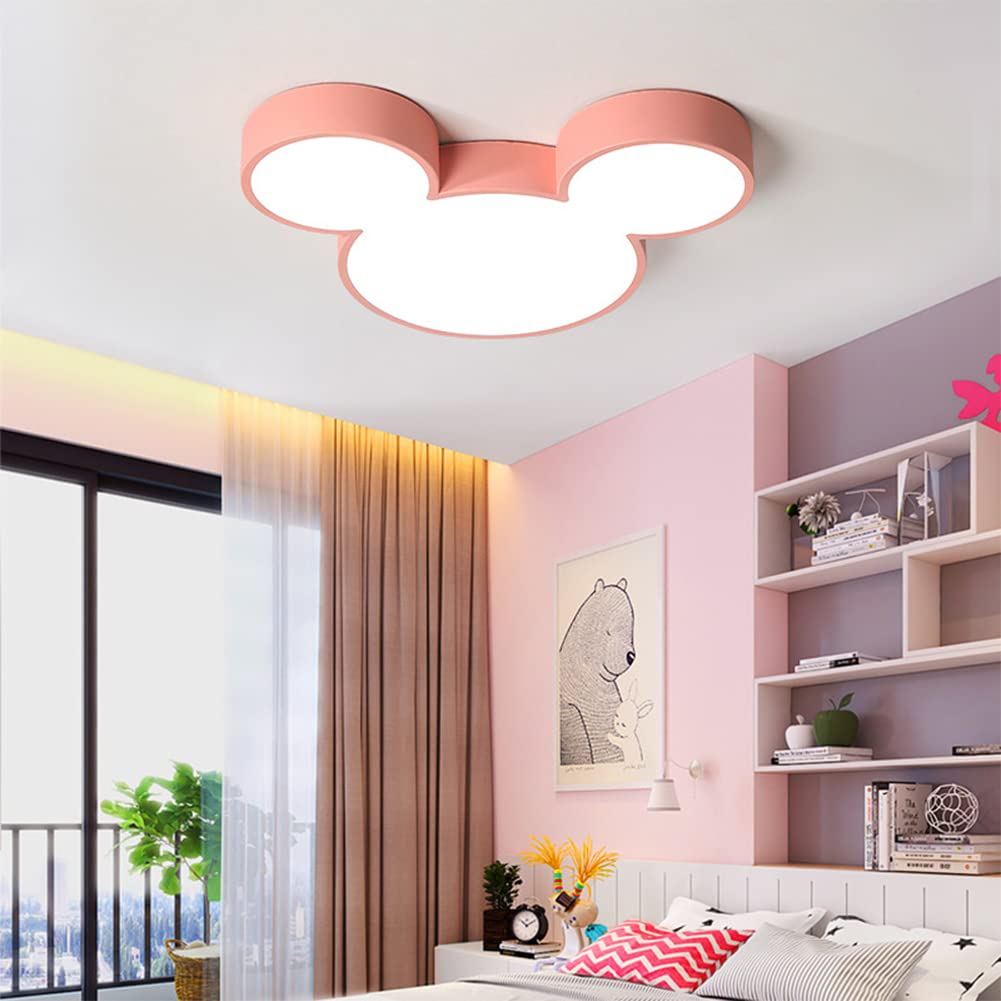 Cartoon Mouse Dimmerabile Plafoniera a LED Lampada da soffitto in Acrilico Dimming Illuminazione Decorativa Ferro da Incasso Lampada da soffitto Camera dei Bambini Studio della (Rosa)