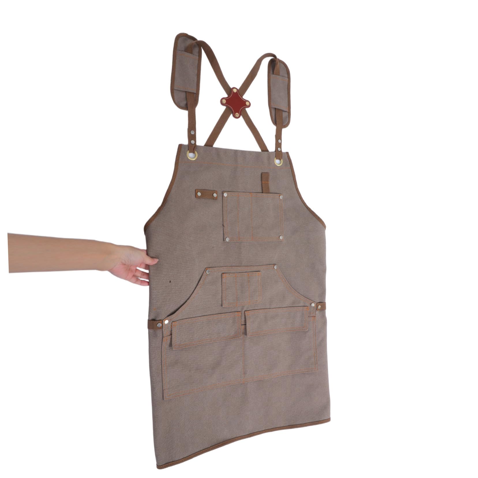 OUNONA Canvas Cross Back Schürze mit Verstellbaren Trägern Multifunktionale Gartenschürze mit Großen Taschen Arbeits Kochschürze für Männer und Frauen für Holzarbeit Garten Küche und