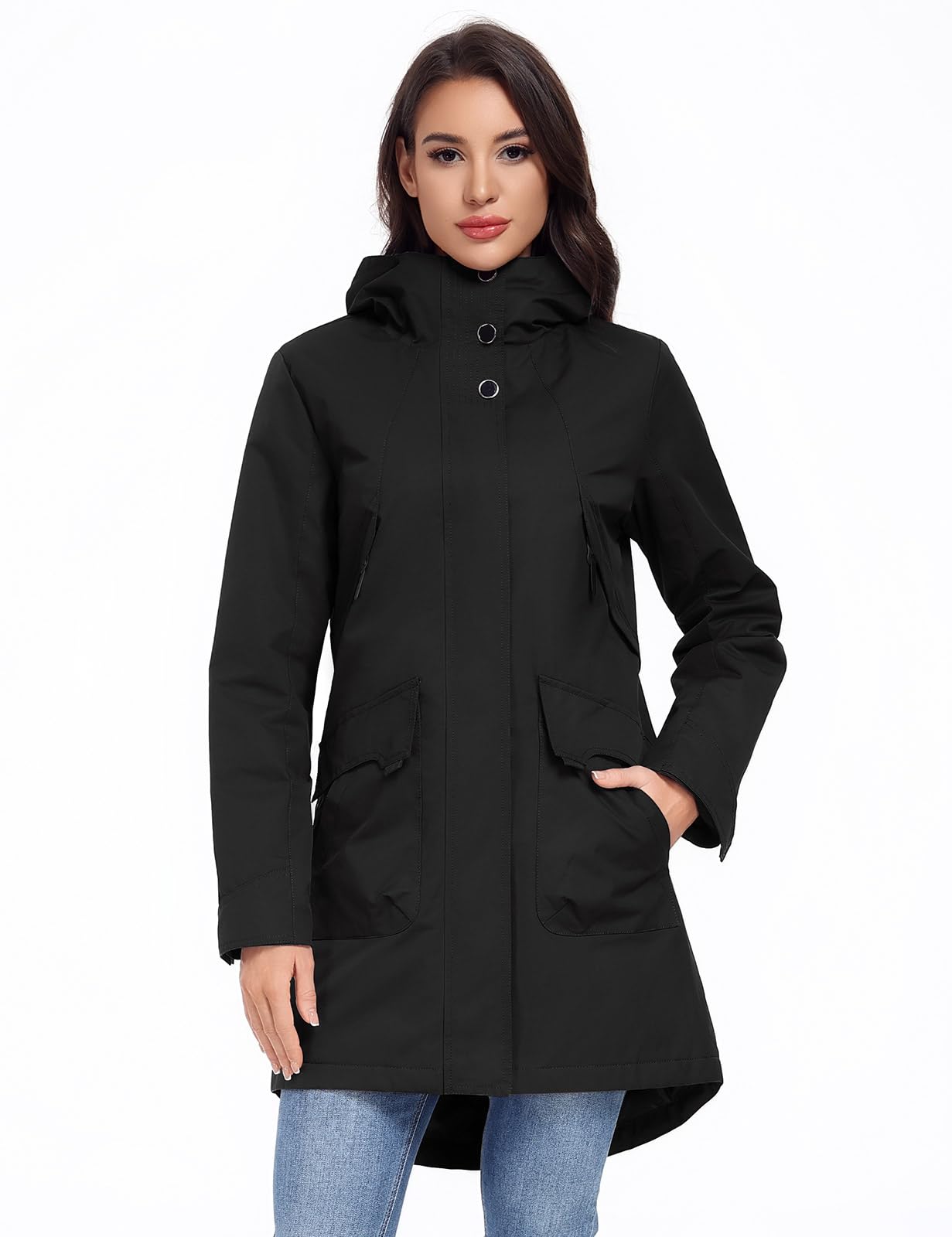 Vancavoo Giacca Primaverile Donna Giubbotto Antivento e Impermeabile Cappottino con Cappuccio Casual Parka Antivento Giacche Outdoor