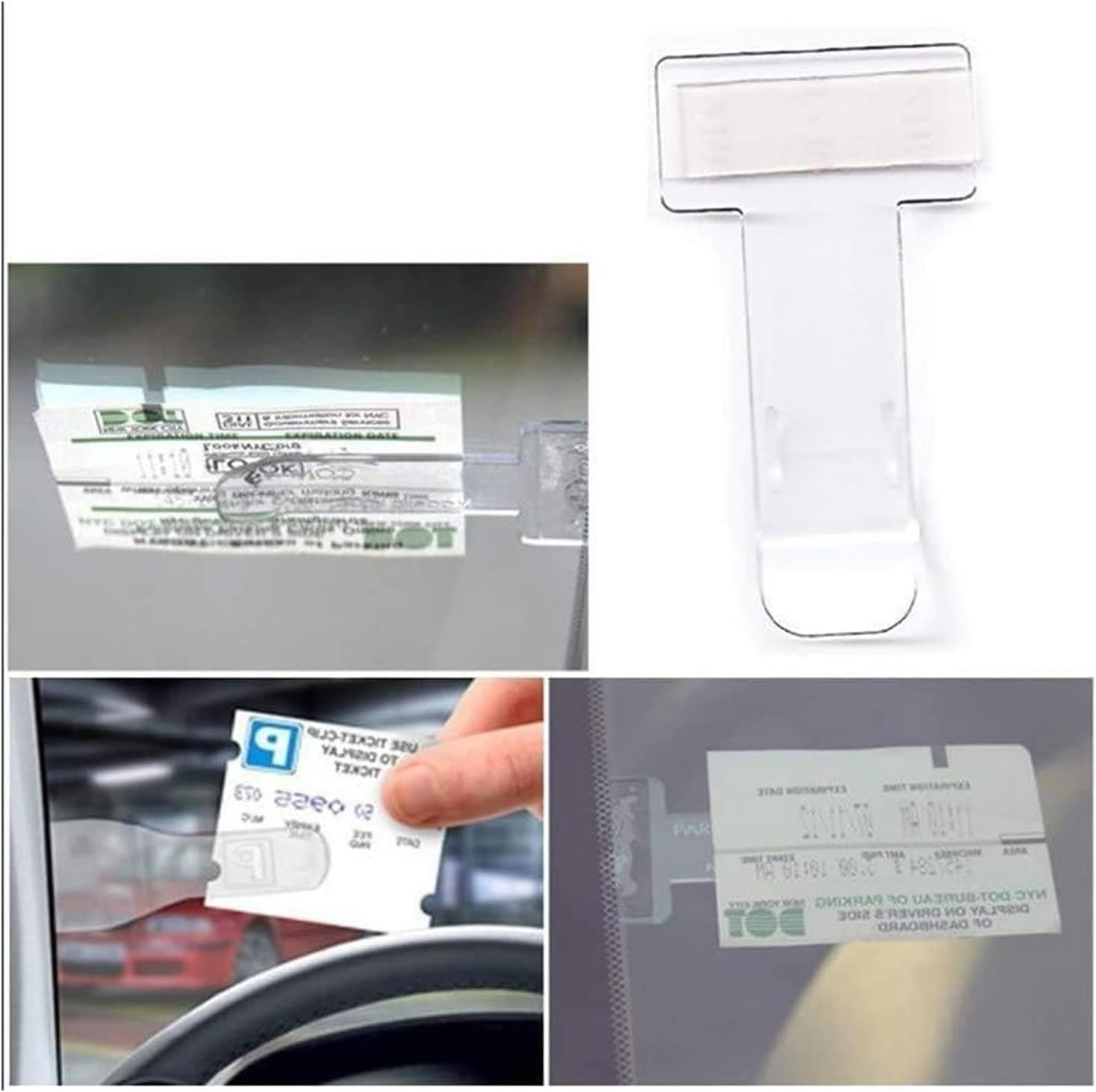 10 clips transparentes para soporte de coche, autoadhesivo, para permiso de estacionamiento y soporte de boletos para parabrisas de coche, furgoneta, clip de plástico para parabrisas