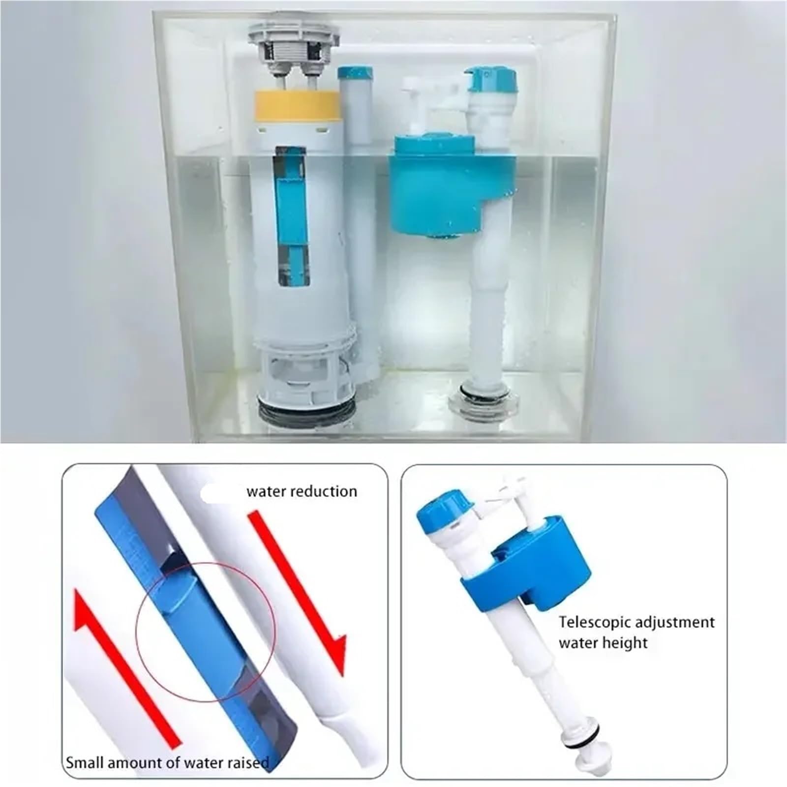 Spülventil für Toilettenspülkasten Universal Toilets Tank Filling Valves Adjustable Water Repair Fitting Kit f 20cm-28cm Toilet Inlet Valve(White 2)