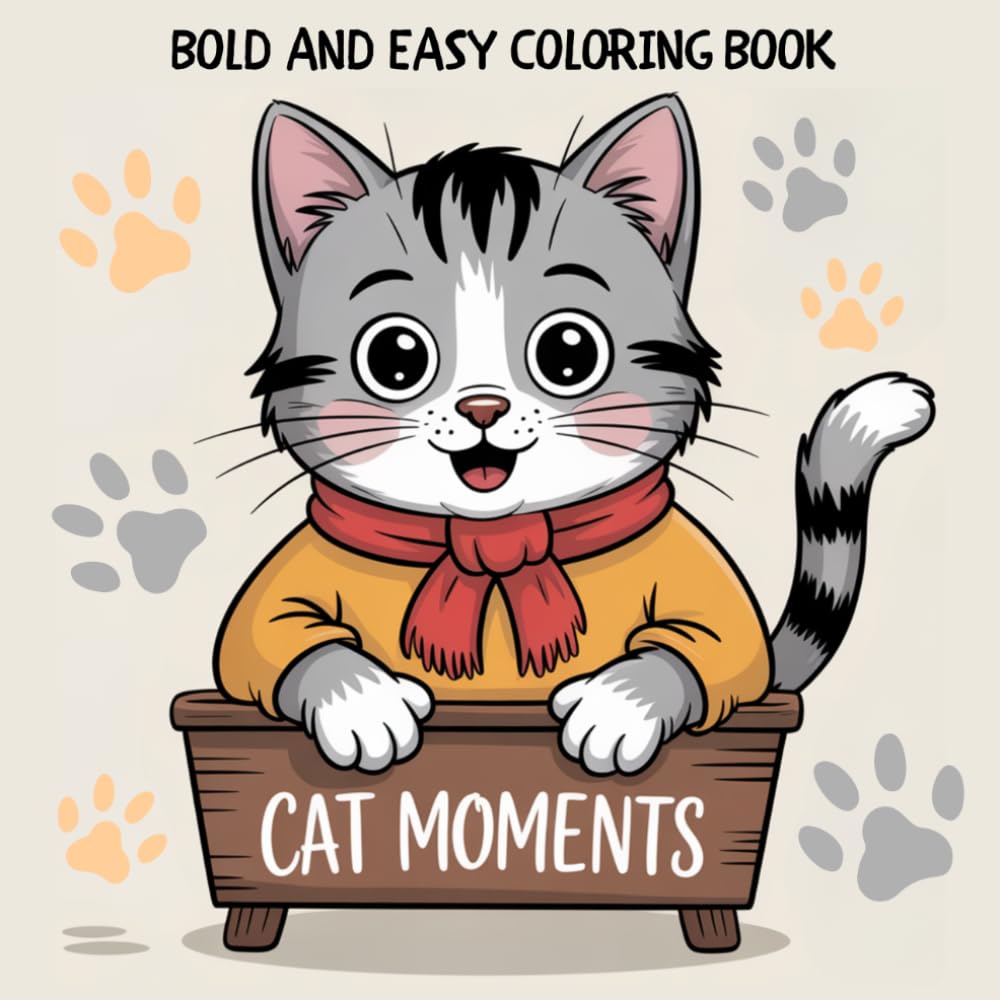 Cat Moments: Bold and Easy Coloring Book – Relaxing and Cute Scenes for Stress Relief, Calm and Creative Enjoyment