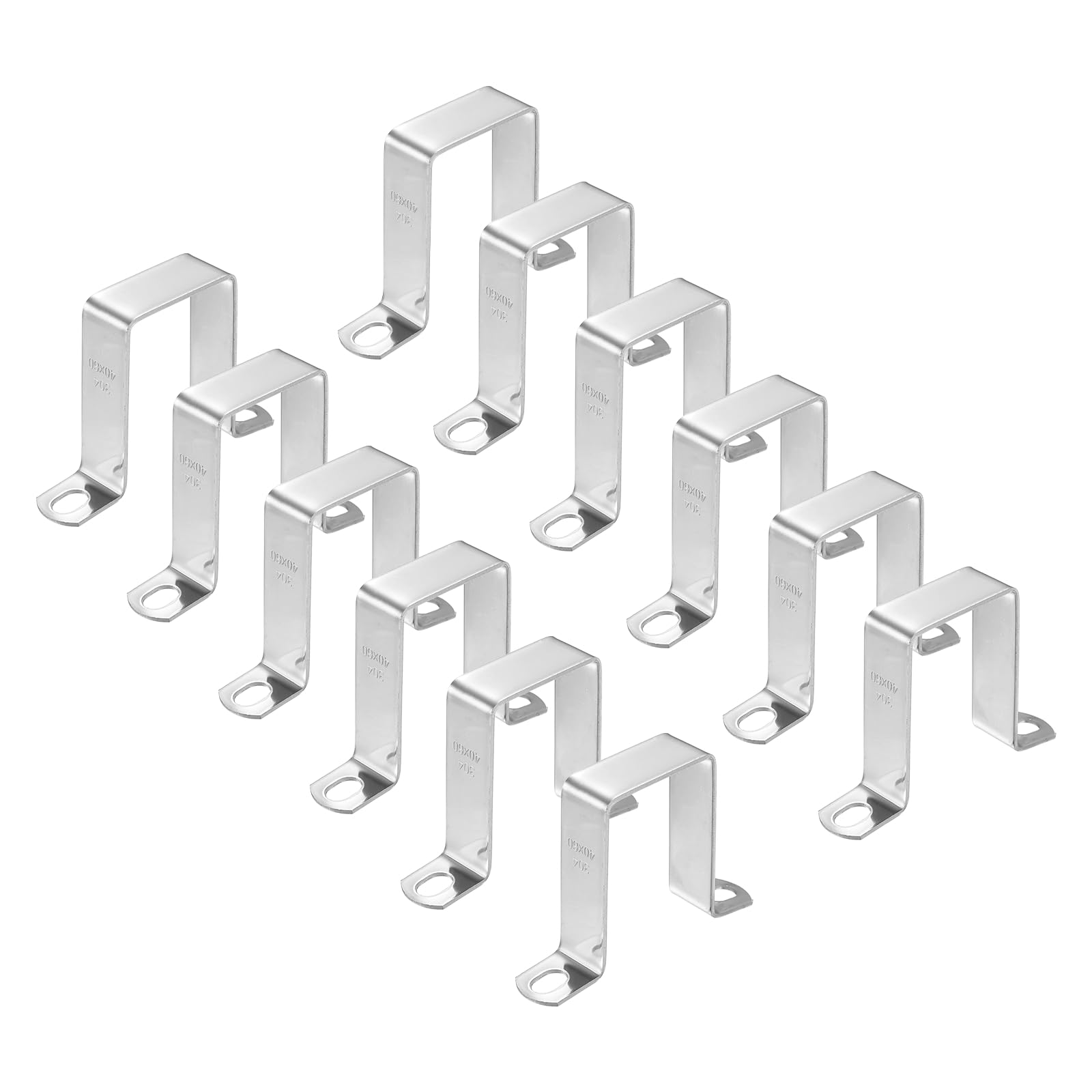 HARFINGTON 12 morsetti quadrati per tubi, 40 x 60 mm, in acciaio inox 304 | Morsetto a forma di U, staffa connettore per tubo quadrato con fibbia per tubo flessibile