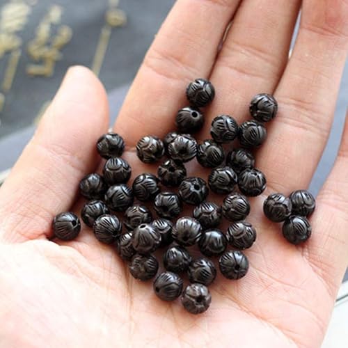 Miniatura 4 de EXCEART Cuentas redondas de sándalo natural cuentas hechas a mano para pulseras fabricación de joyas 023 pulgadas 20 unidades negro