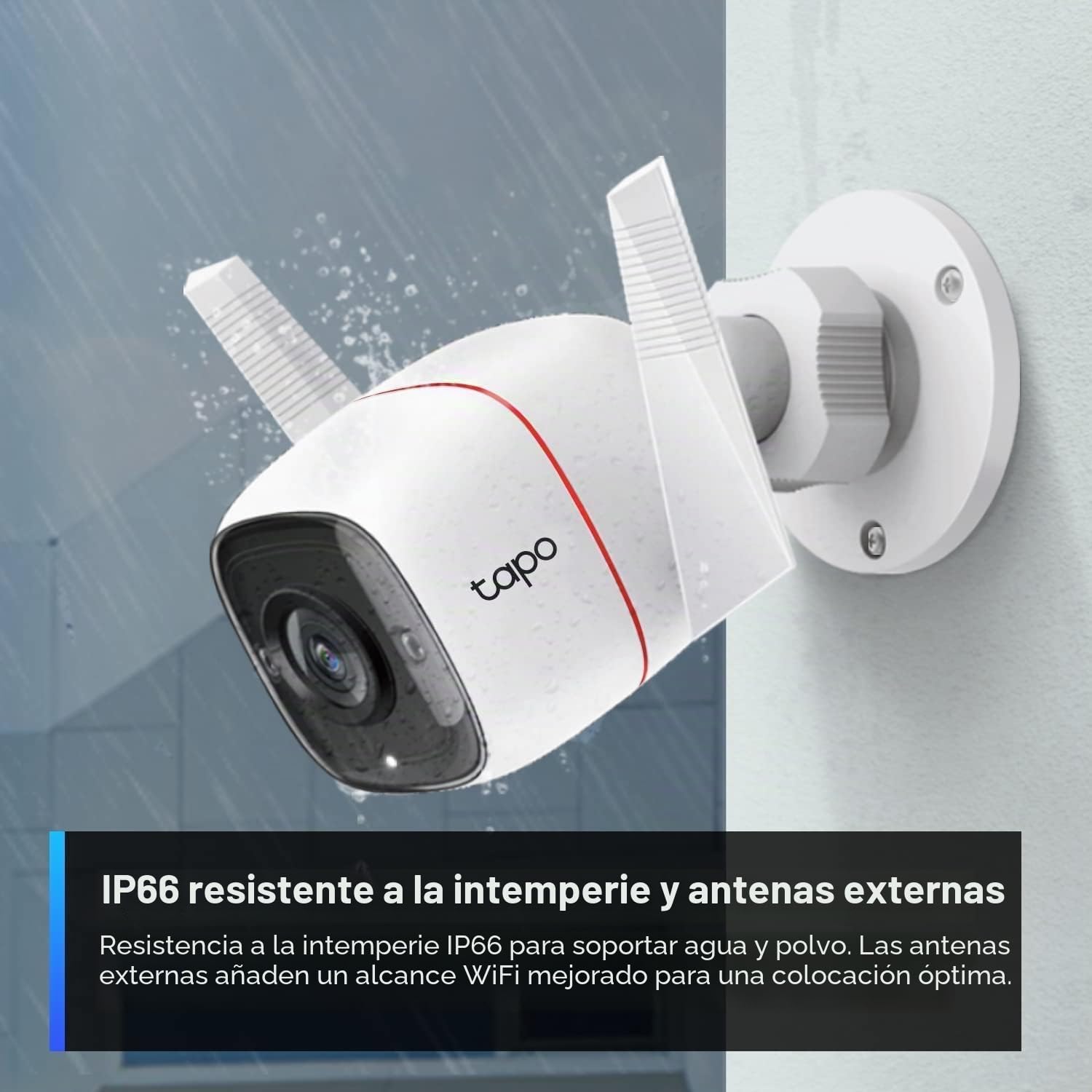 TP-Link Tapo - Cámara de Seguridad 2K HD con Cable para Exteriores, IP66 Resistente a la Intemperie, detección de Movimiento/Persona, Funciona con Alexa y Google Home, Sirena integrada con visión