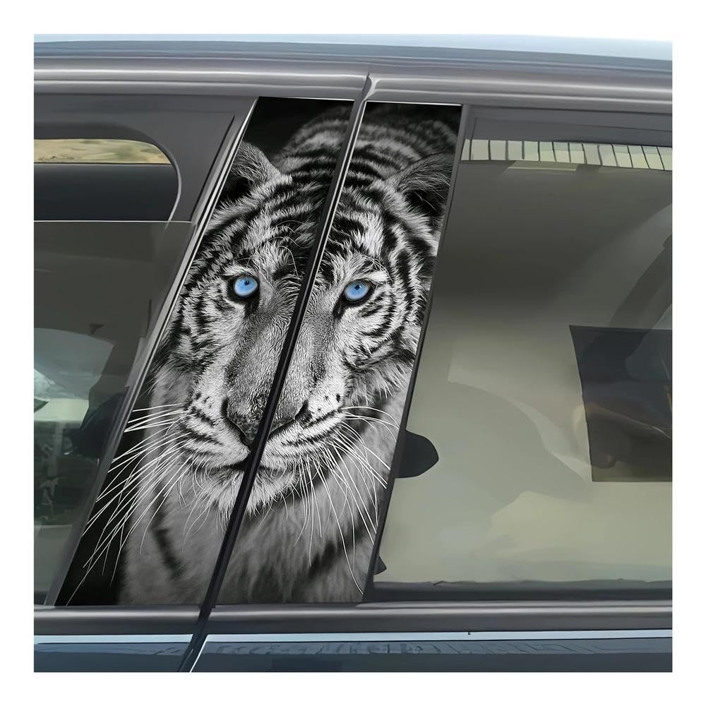 Bertdcx One Color 2 Self Adhesive Tiger Stickers Set For Car B-Pillars Stickers Auto Parts