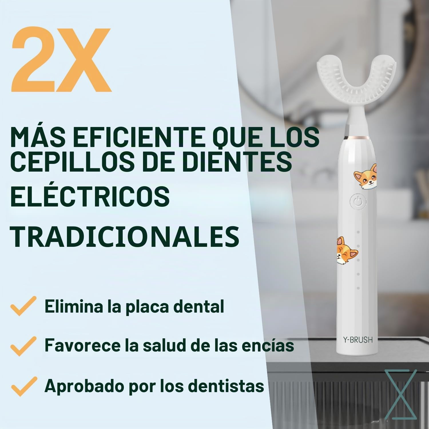 Cepillo de dientes eléctrico sónico Y-Brush Niño KidsBrush - 2 meses de autonomía