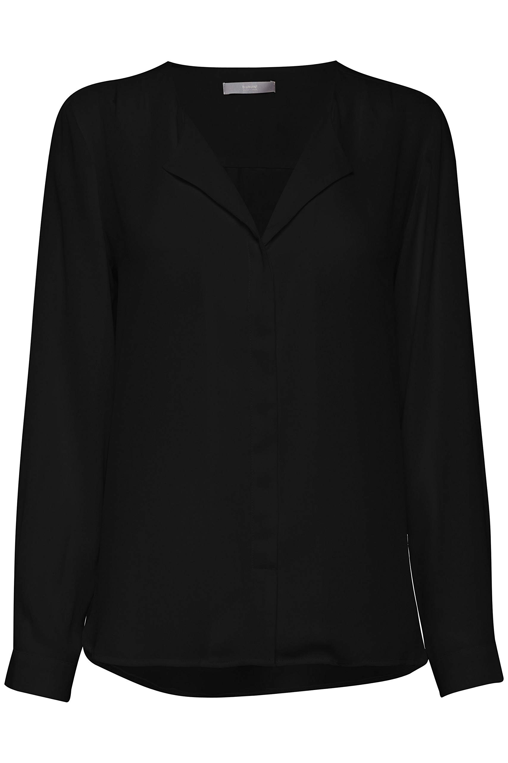 b.young BYHialice Damen Bluse Hemdbluse Langarm mit V-Ausschnitt