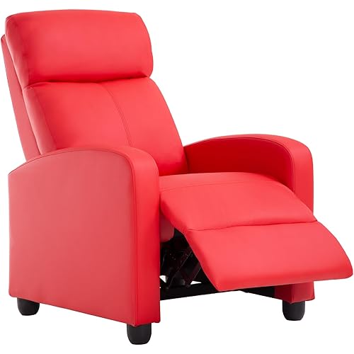 Recliner Chair Push Back Reading Sofa Home Theater Seating with PU Leather Padded Seat Backrest for Living Room Lounge