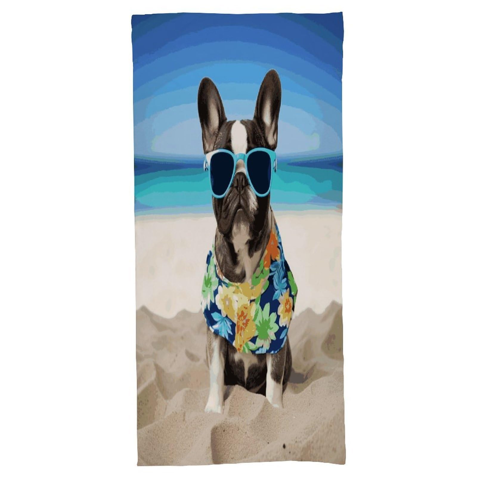 Fekiloot Men's Style French Bulldog Summer Bath Towel Highly Absorbent,Beach Towels For Wo,Pool Towel Bathroom Essential For Beach,Gym,Travel, Camp
