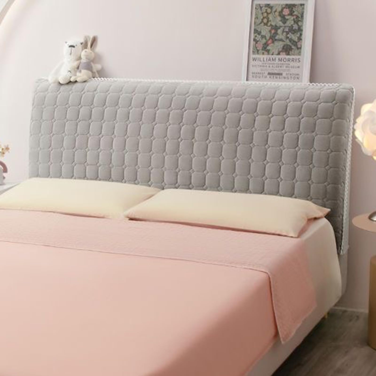 Universal Headboard Slipcover, Dustproof All-Inclusive Padded Modern Elastic Cover, Stretchable Fabric for Various Headboard Styles