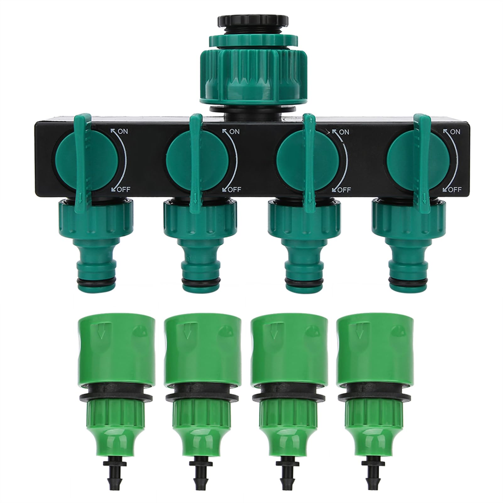 4 Way Hose Splitter, DN20 DN25 FNPT 4 Way Garden Hose Faucet Splitter with 1/4in Quick Connector Irrigation