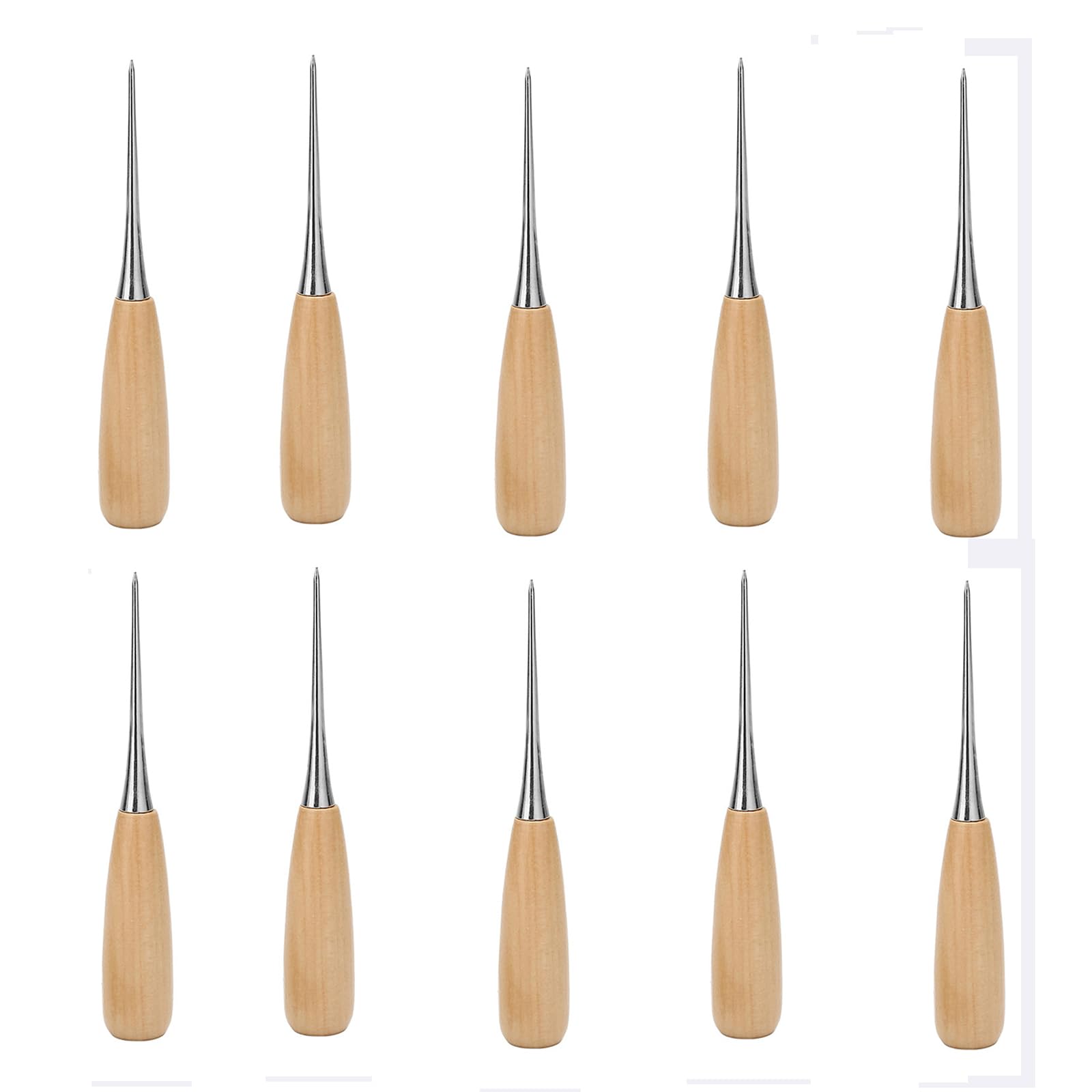 Piceioep Wood Handle Awl for Shoemaking Leather Crafting and Projects with Ground Tip Alloy Tip Wood Awl