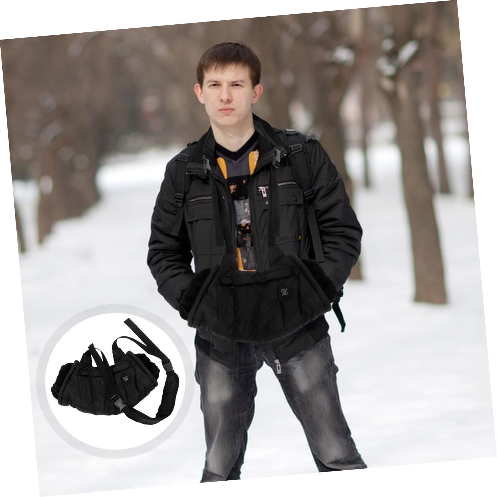 Kisangel Handwärmer thermohandschuhe Thermal Gloves Hand Warmers Electric warm Gloves thermomixtasche Arbeiten elektronisch Winter-Händemuff hängende wärmerbeutel Polyester Black