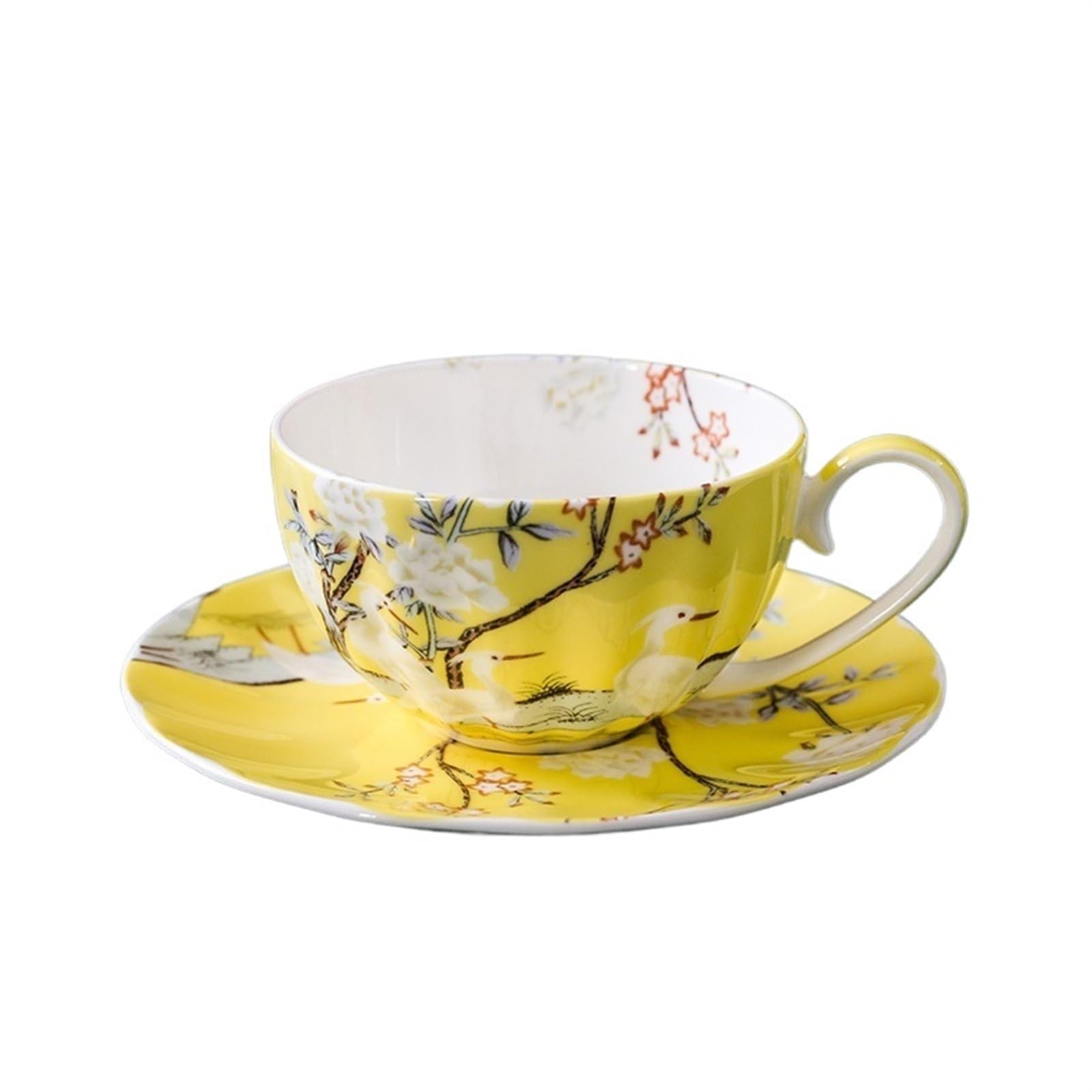 Porcelanowy zestaw filiżanek do kawy z porcelany kostnej, filiżanki do herbaty i filiżanki do kawy ze spodkiem, piękne ceramiczne kubki (niebieski)