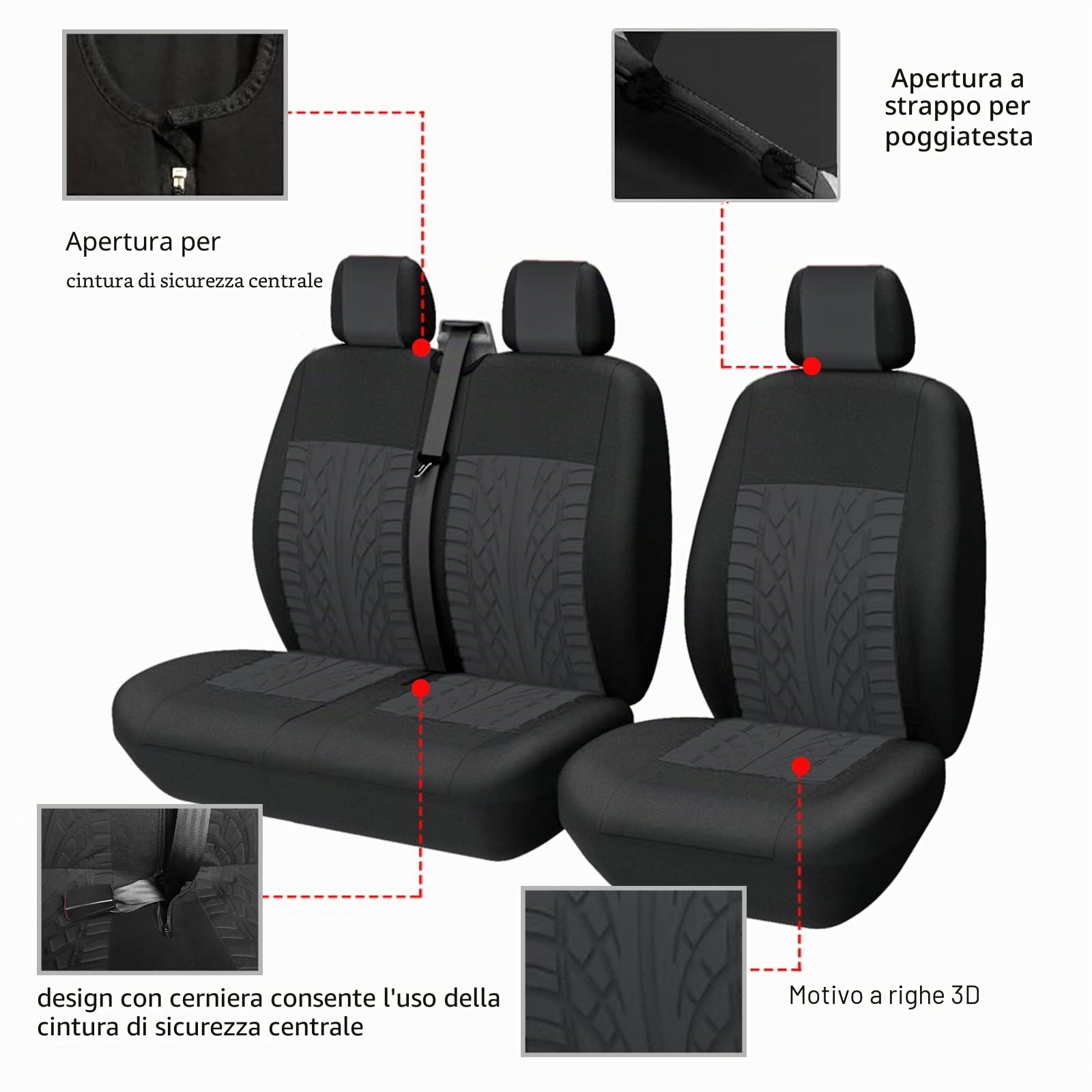 TOYOUN Coprisedile Universale Poliestere Copertura Sedile Auto 2+1 Anteriore