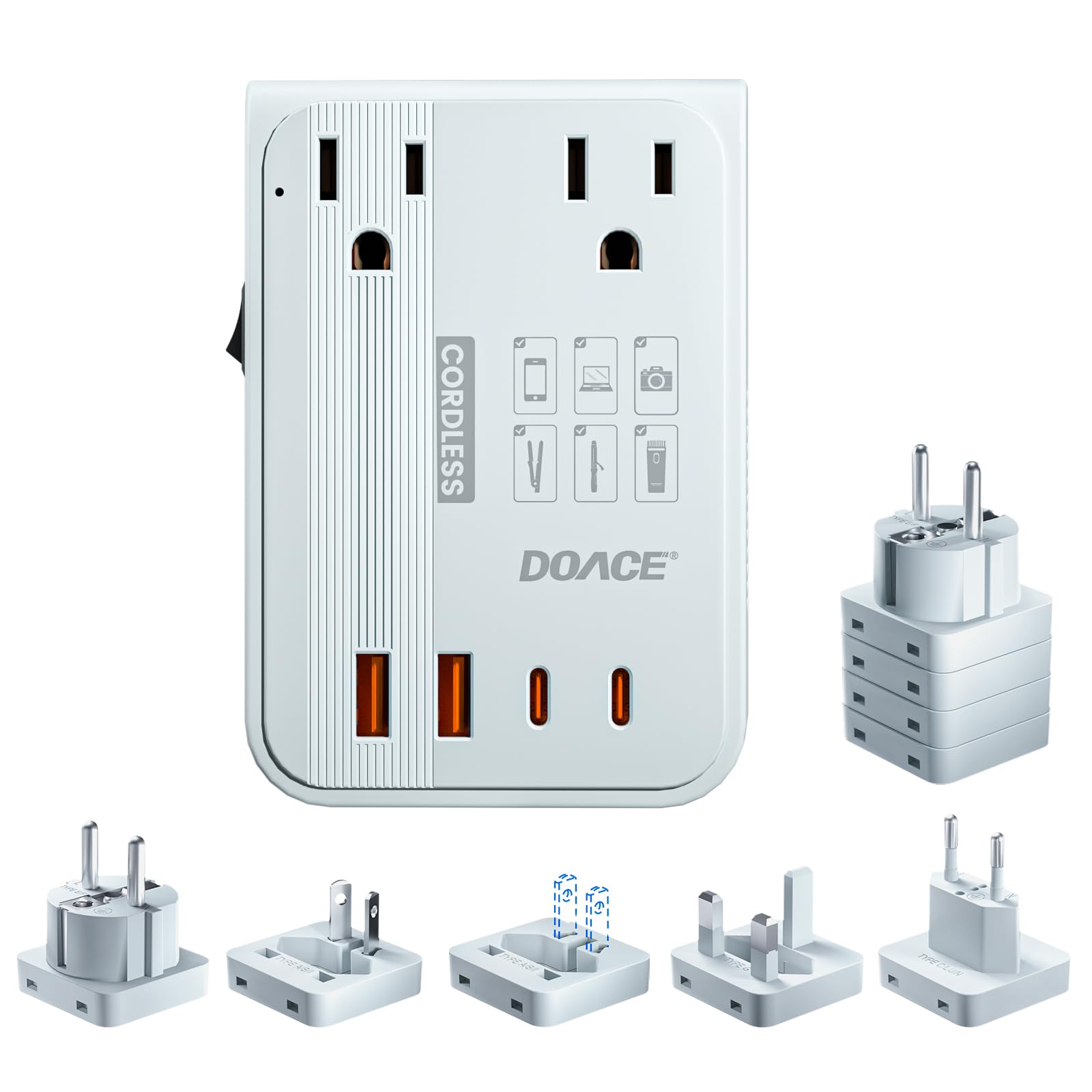 DOACE 350W 220V to 110V Converter, 50Hz to 60Hz Voltage Converter for European Travel, 100% Pure Sine Wave Voltage Converter US to Europe for CPAP Hair Straightener Laptop Phone