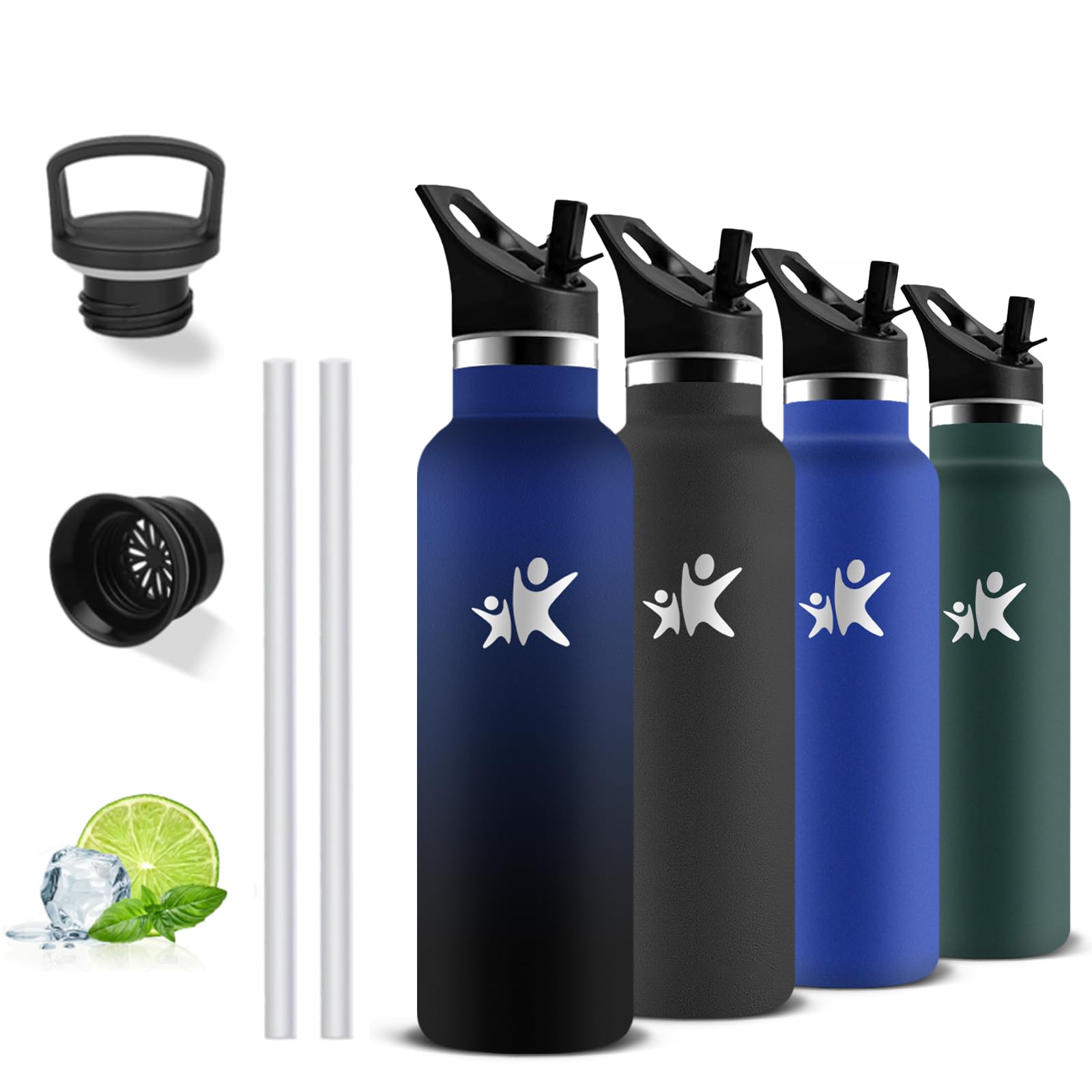 500ml Insulated Water Bottle BPA Free Drinking Bottle with Straw Leakless Thermal Bottle Vacuum Insulated for Camping Office Coffee Travel Gym