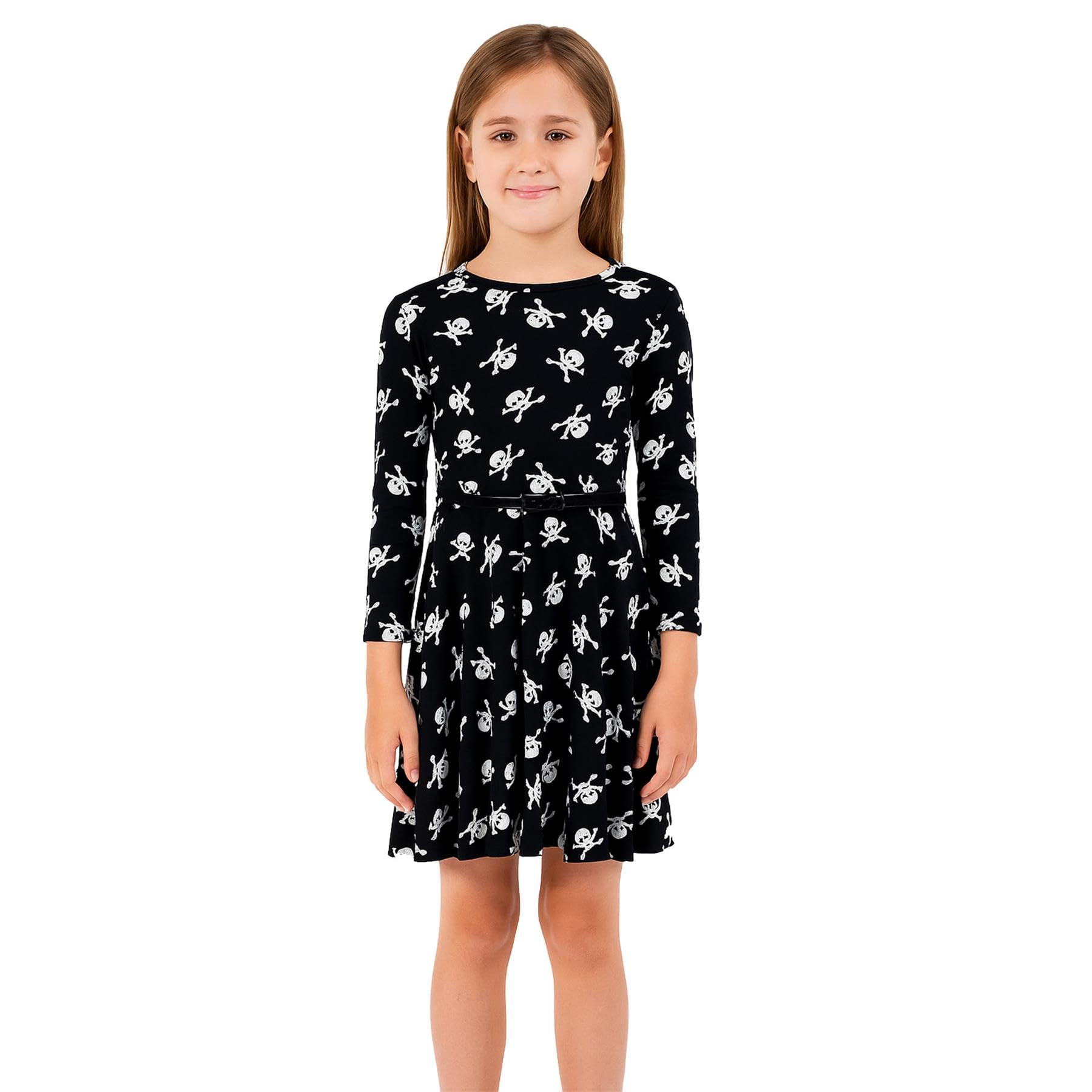 A2Z 4 Kids Girls Halloween Dress Spider Web Skull Skater - Skater Dress Skull 9-10