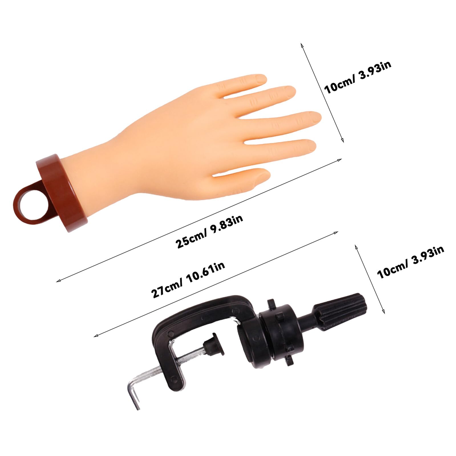 Anneome Handmodell zum Üben für Nageldesign Flexibles Training mit Halterung Realistische Silikon-übungshand für Maniküre für Anfänger und Nagelschulen Wiederverwendbare Übungshand