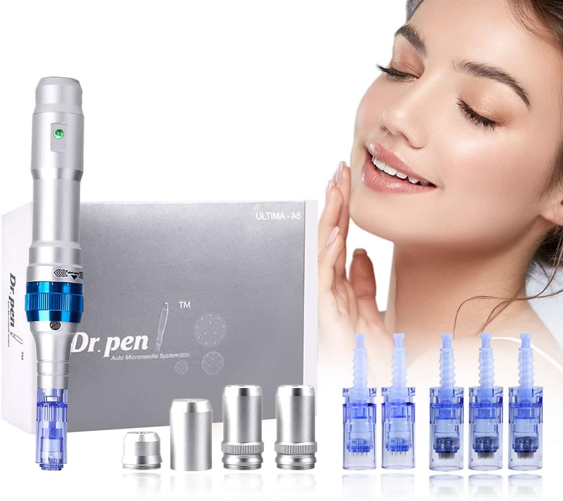 Dr. Pen Ultima A6 Professional Kit - Authentic Multi-function Wireless Electric Beauty Pen - Skin Care Kit for Face and Body - 12pins х2 + 36pins х3 Cartridges