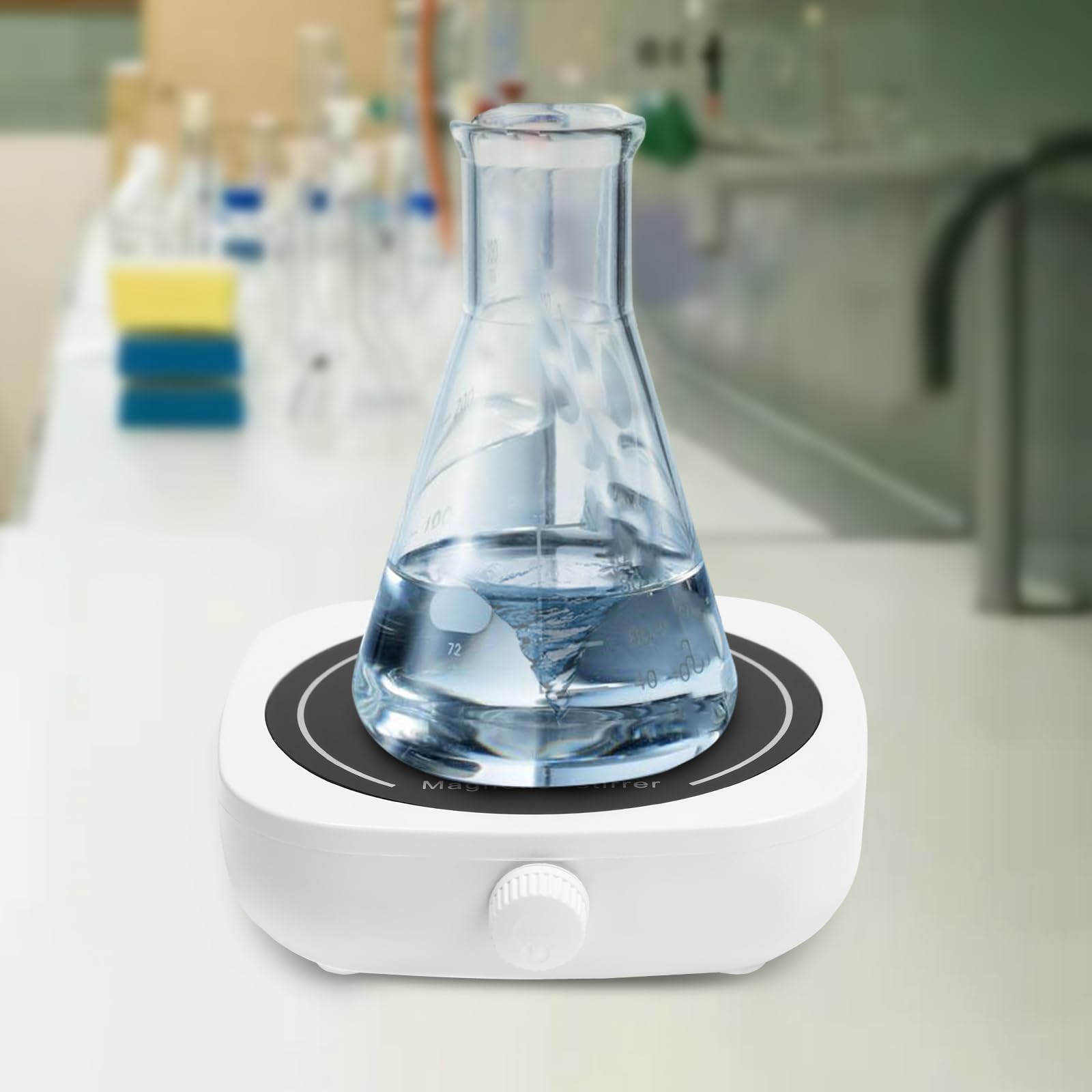 Mini Magnetrührer, 5W 220V Tragbare Magnetic Stirrer mit Anti-Rutsch-Fußpadsm, 0-4000 U/min Automatischer Rührer für Brauen Mixen Hefe Labor, 1L