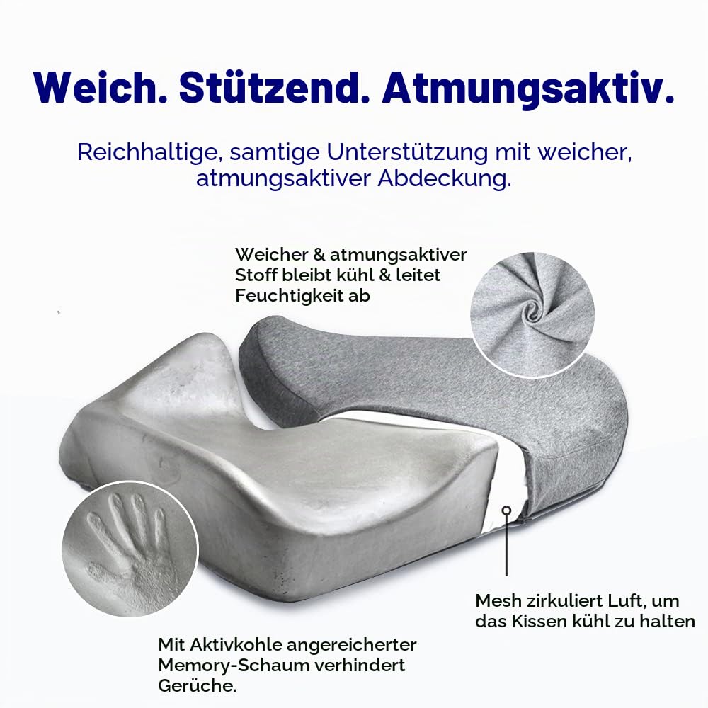 Cushion Lab Patentiertes Druckentlastungs-Sitzkissen für langes Sitzen auf Büro- und Heimstuhl, extra dichter Memory-Schaum für weiche Unterstützung, Auto & Stuhlpolster für Hüfte, Ischias, Schwarz