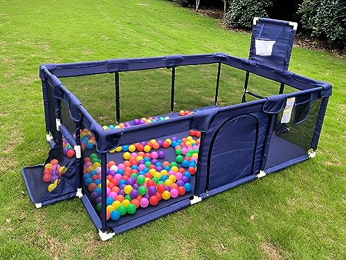 Image of Gaorui Large Kids Baby Ball Pit - Portable Indoor Outdoor Baby Playpen Toddlers Children Safety Play Yard Fun Activities Popular Toys (Not Includes Balls) (Blue)