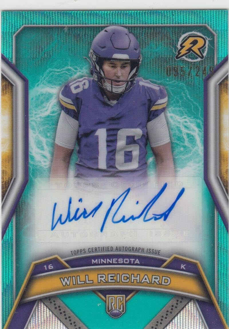 Football Trading Card 2024 Topps Resurgence Rookie Signatures Refractor Surge Aqua #RRS-WR Will Reichard EX/NM RC Rookie Auto 95/249 Vikings