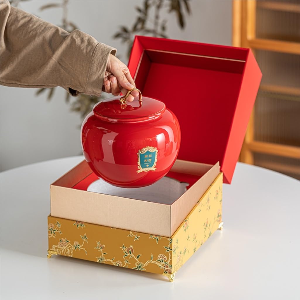 Lata de té Contenedor de Almacenamiento té Suelto for el hogar, Tarro Grande Sellado cerámica, Juego Retro Chino, Conjunto con Caja Regalo Carrito de té(B)