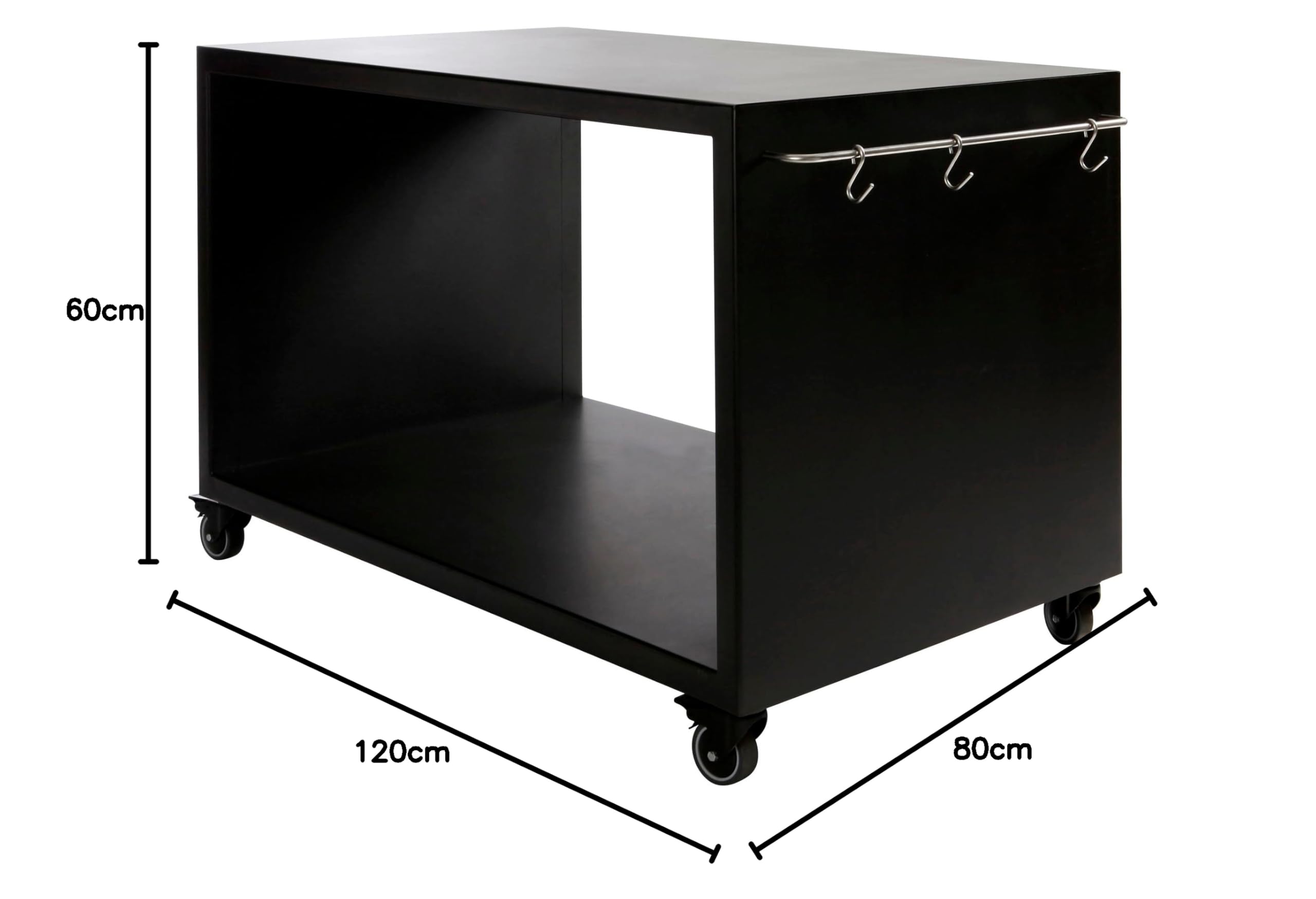 Morsø Garden Grilltisch – Outdoor-Küche aus robustem Stahl, Grillwagen für Gasgrill, Outdoor Ofen oder Kohle-Grill, im cleanen Design, Schwarz
