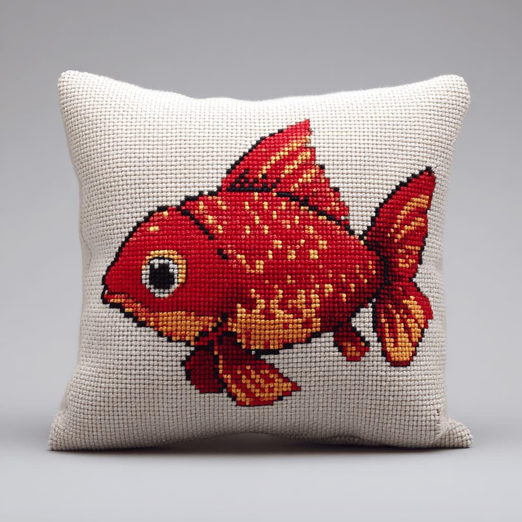 AxiangziK Latch Hook Cushion Kits,Carp DIY Needlework Pillow Cover Cushion Rug Making Kit,17X17Inch Handmade Embroidery Kits, Decorative Throw Pillow Cover for Sofa Cushions, Bedroom Decor