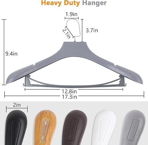 Miniatura 2 de Perchas de plástico extra anchas para hombre, paquete de 15 ganchos de 17.7 pulgadas de ancho, perchas grises para suéteres sin abultamiento,