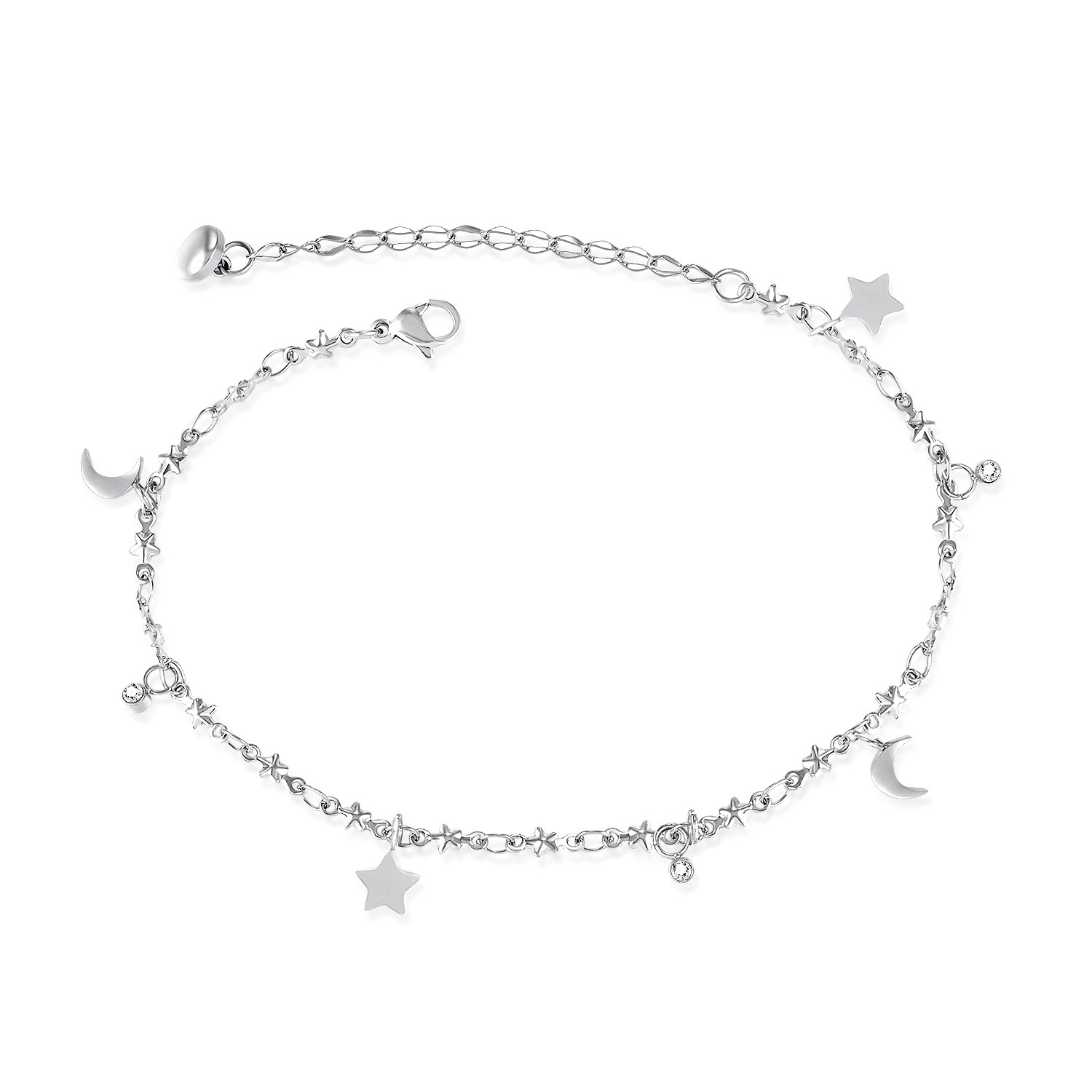 Stainless Steel Moon and Stars Cubic Zirconia Anklet Review