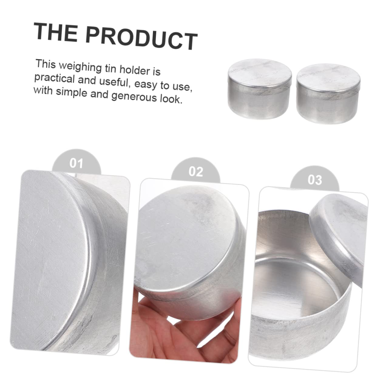 STOBAZA Heavy Duty Aluminum Weighing Bottle 2pcs Round Tins for Soil Lab Holding Jar