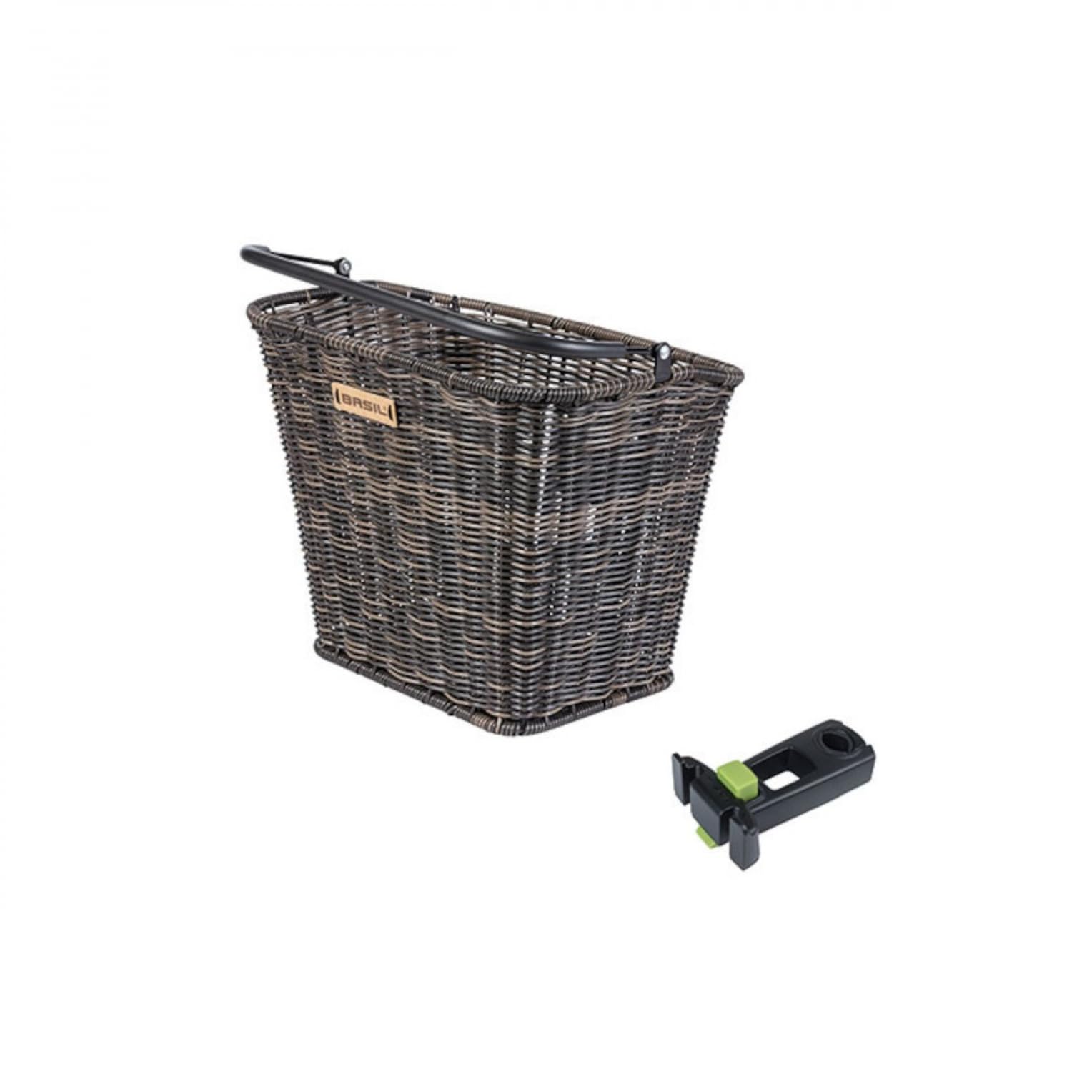 BASIL Bremen Vorderradkorb Alu Rattan Look braun