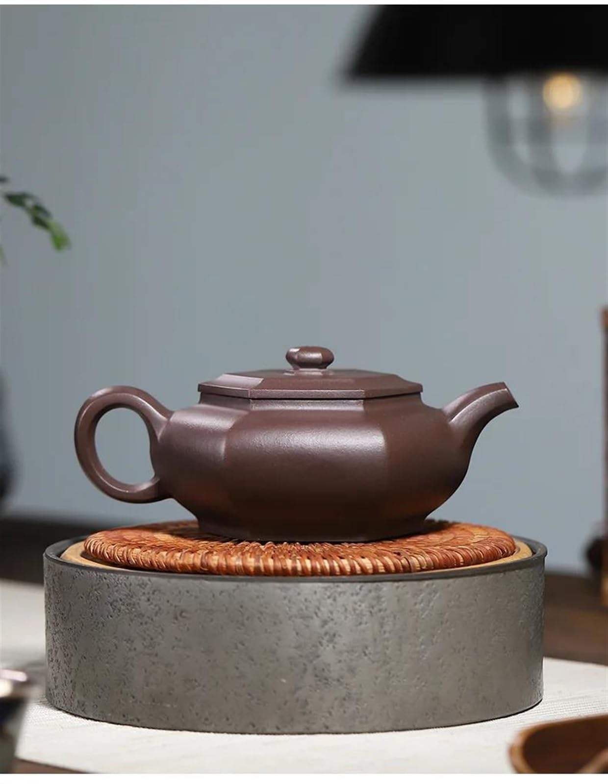 Zestaw do herbaty popołudniowej, chiński zestaw do herbaty Zisha, ręcznie robiony sześciokątny dzbanek, surowa ruda, fioletowy czajnik błotny, 260 ml, zestaw do herbaty z gliny Yixing