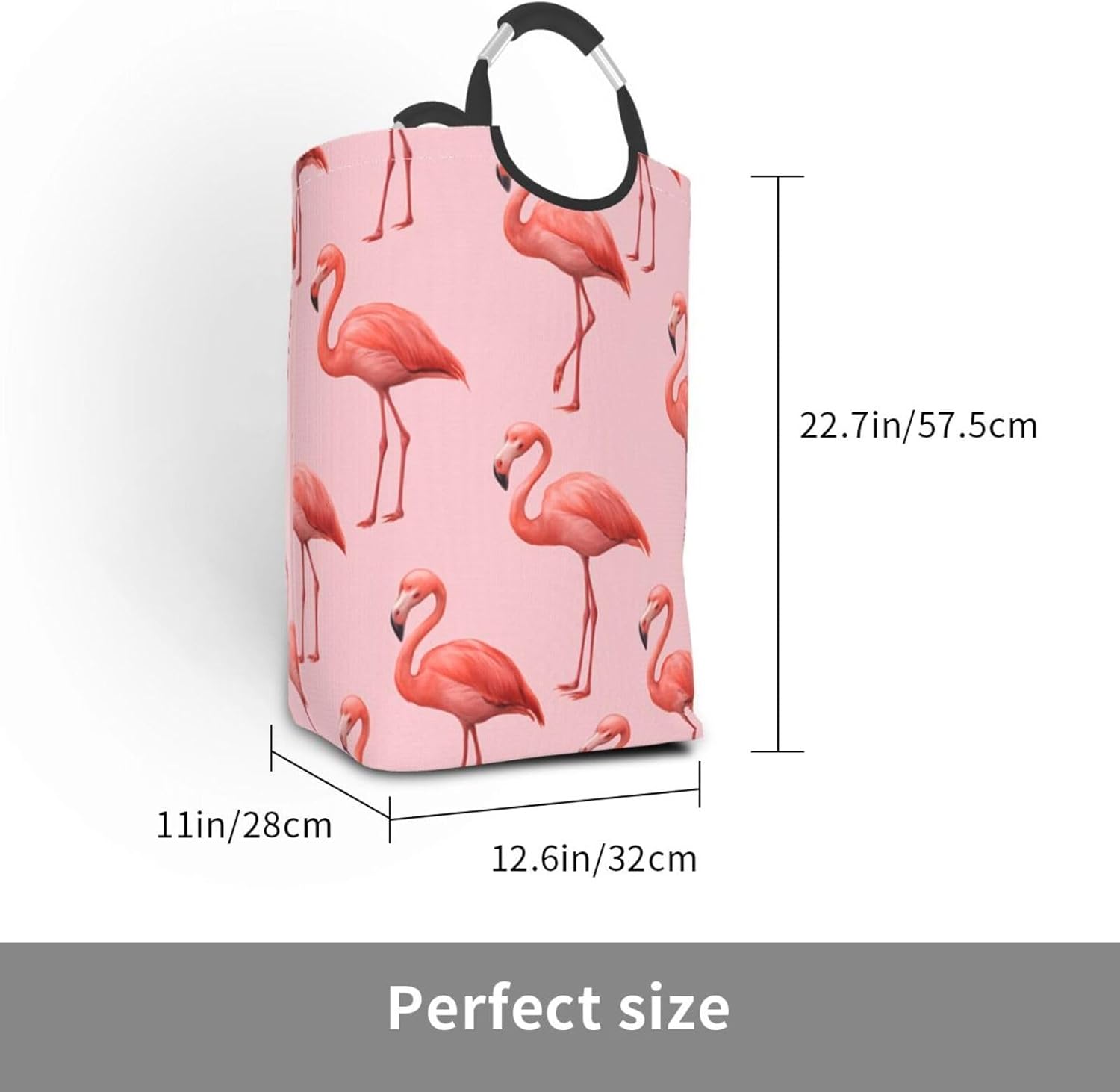 50l Laundry Basket Tropical Flamingo Pattern Waterproof Laundry Hamper Foldable Clothes Laundry Bag With Handles