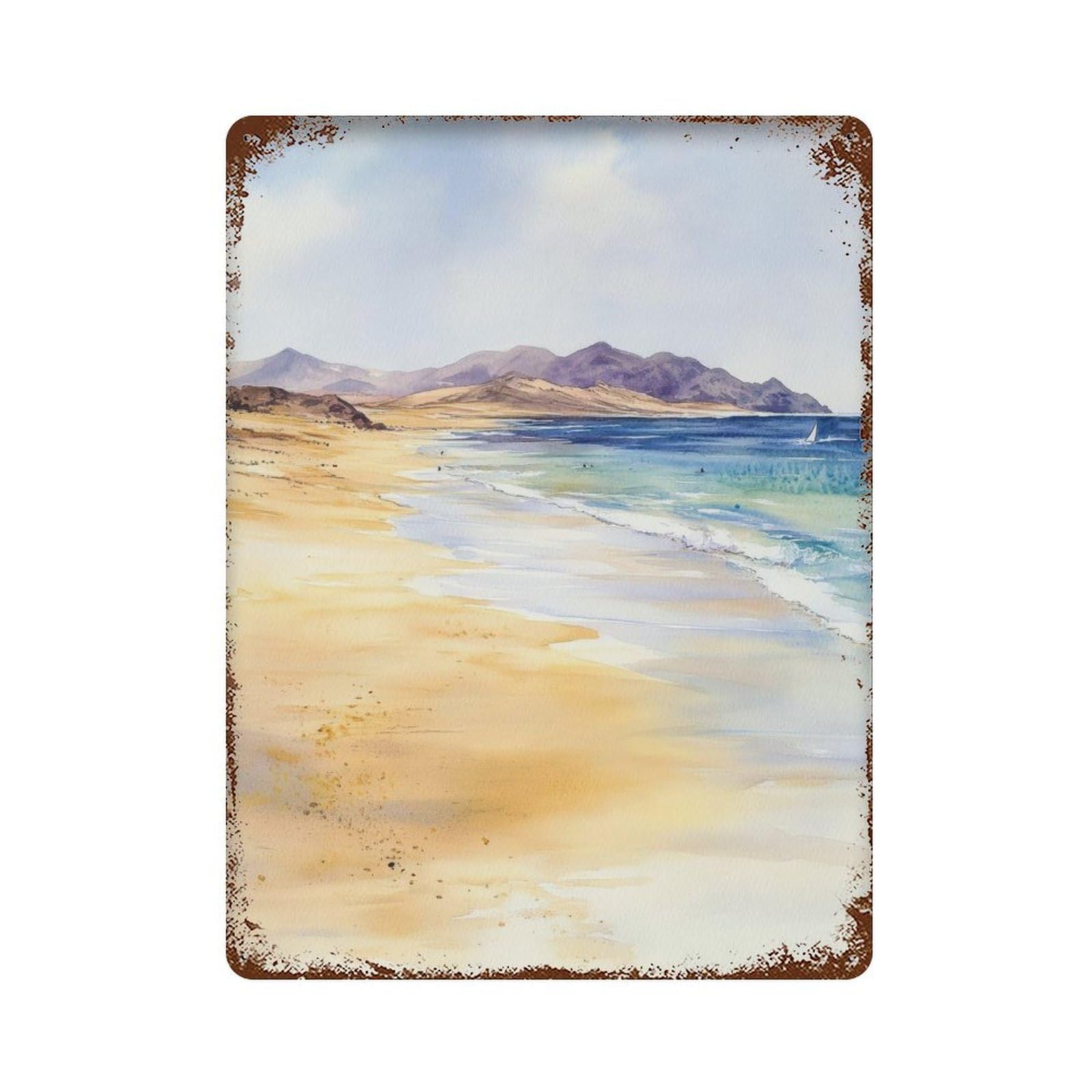 xiaoxiaoshen Fuerteventura Canary Islands Scenic Beach Wall Decor Art Metal Tin Poster Modern Home Decor Art Home Bar Shop Decorations Vintage Sign 40x30cm
