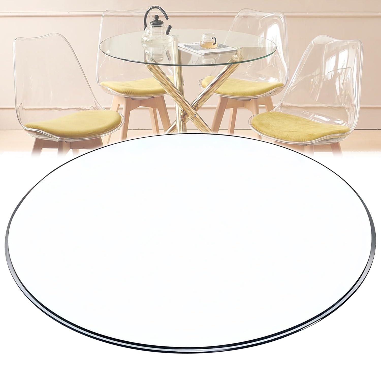 Amazon｜円形 棚板 オーダー テーブル天板 透明硝子 ガラステーブル