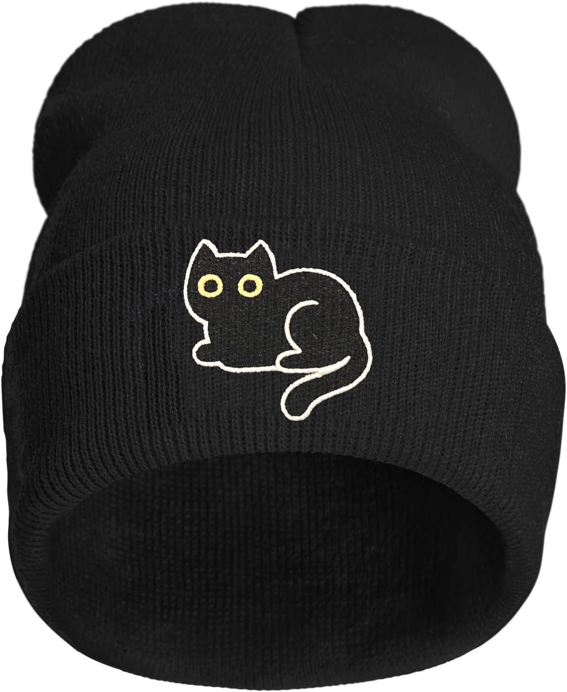 Embroidery Beanie Hat,Winter Warm Knit Cuffed Skull Cap for Men Women