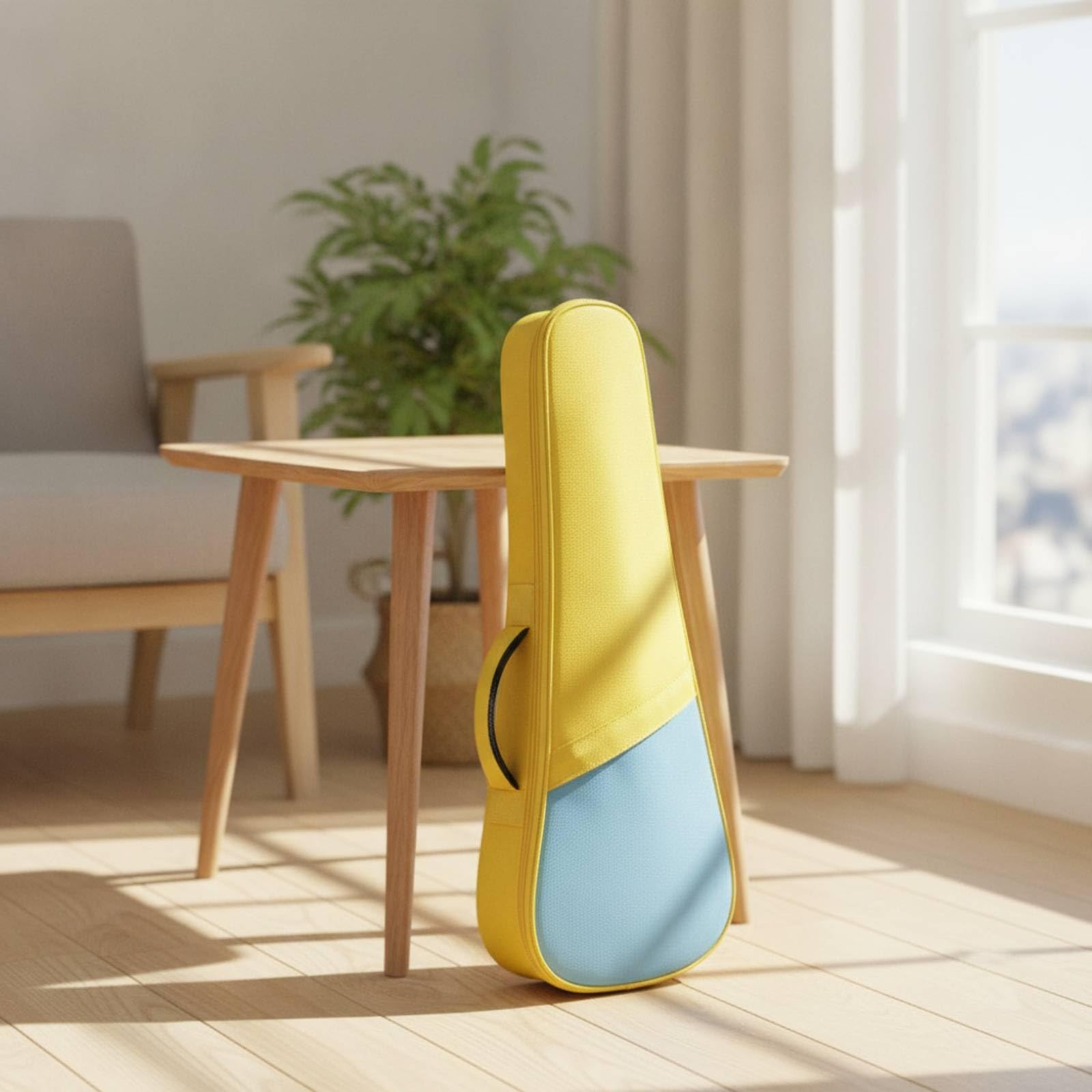 Gralara Ukulelentasche Gepolstert Ukulelen-Instrumententasche Reisetauglich Ukulelen-Rucksack für, Proben, Array, Zitronengelb + Eisblau, 23/24 Zoll